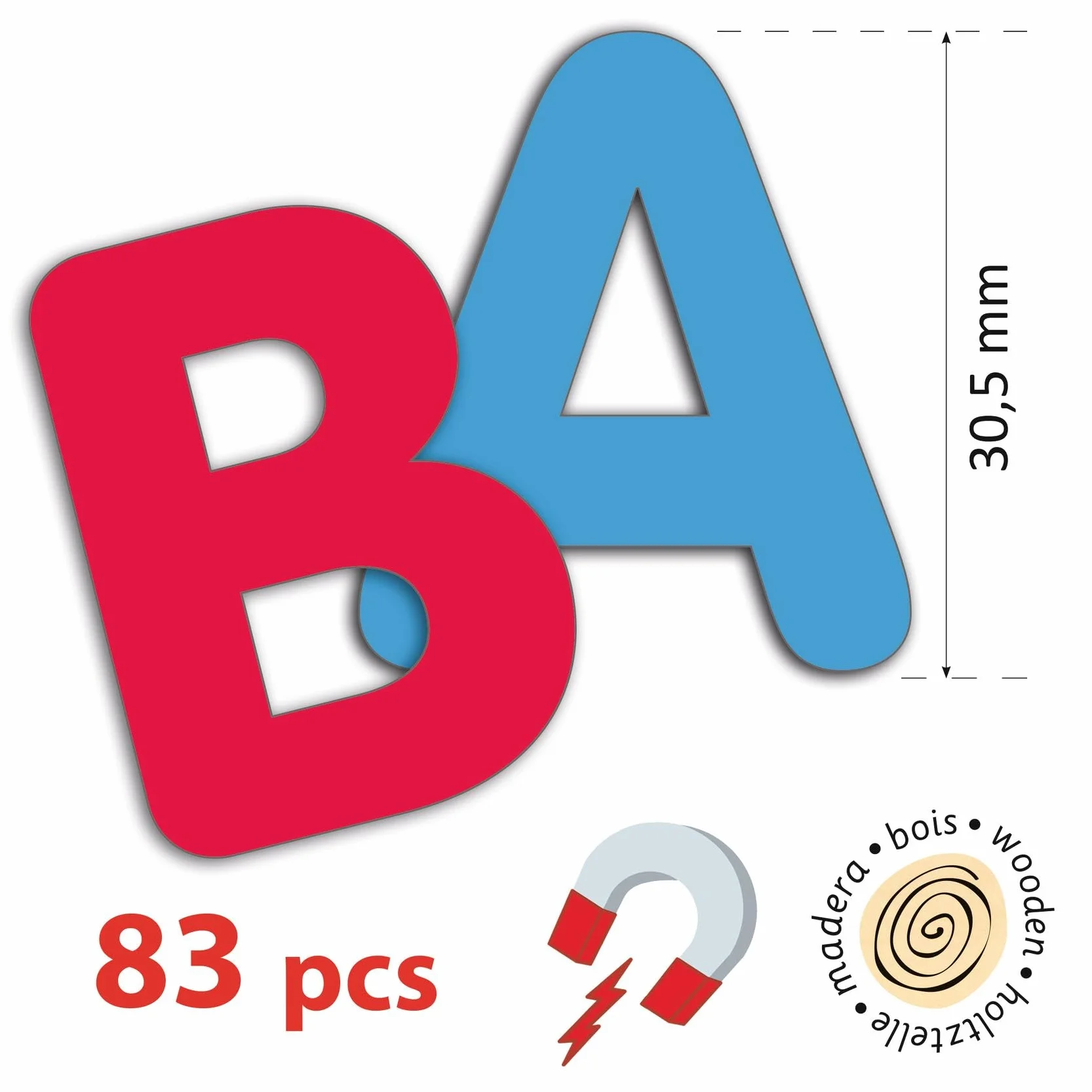 DJECO 83 Lettres Magnétiques en Bois Alphabet Apprentissage 3cm Hauteur