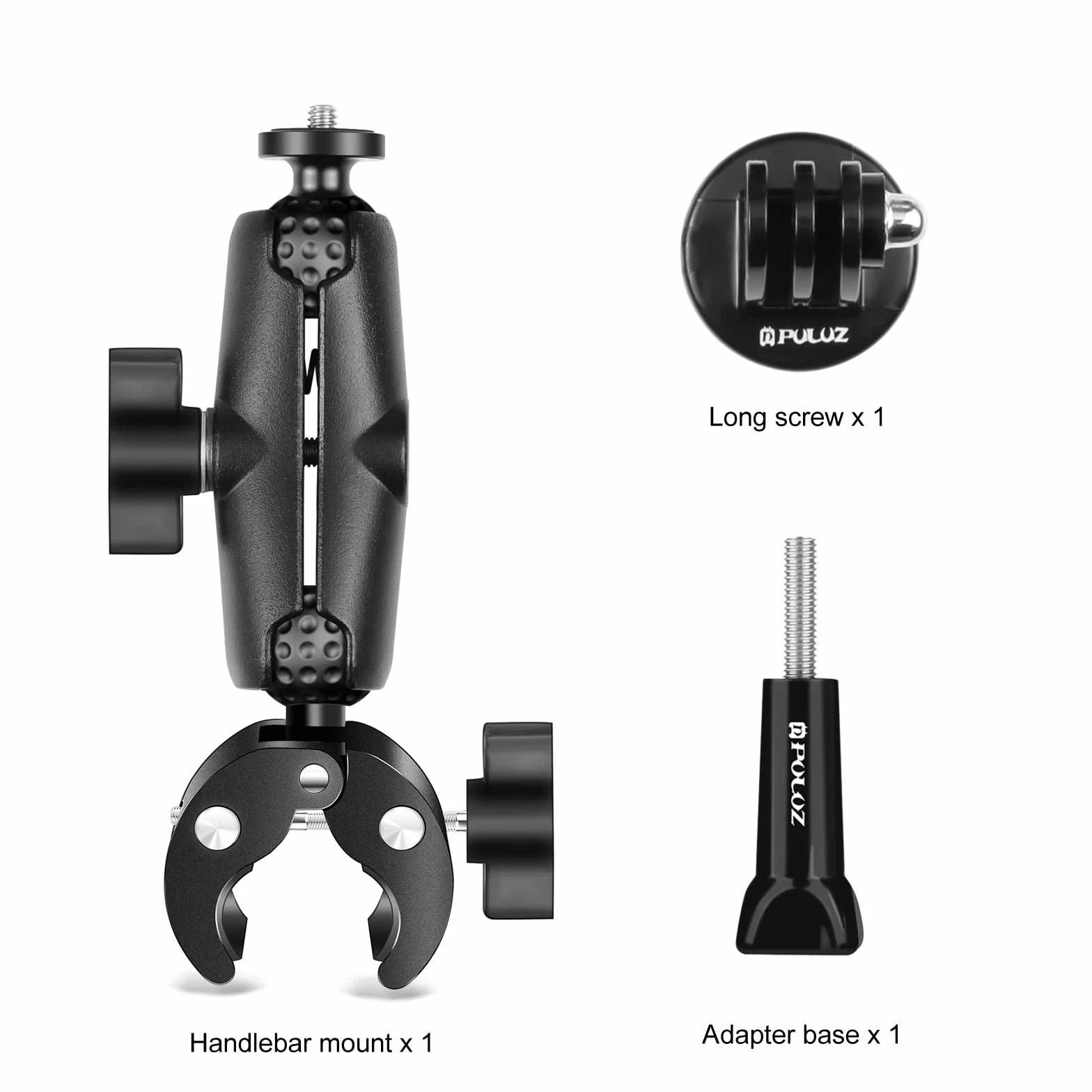 Super Clamp Crabe Action Camera Moto Guidon Support Fixe 360° Rotation Rotule Tête Boule Filetage 1/4" pour Caméra Studio Trépied Compatible Gopro Insta360 X5 X4 X3 OSMO