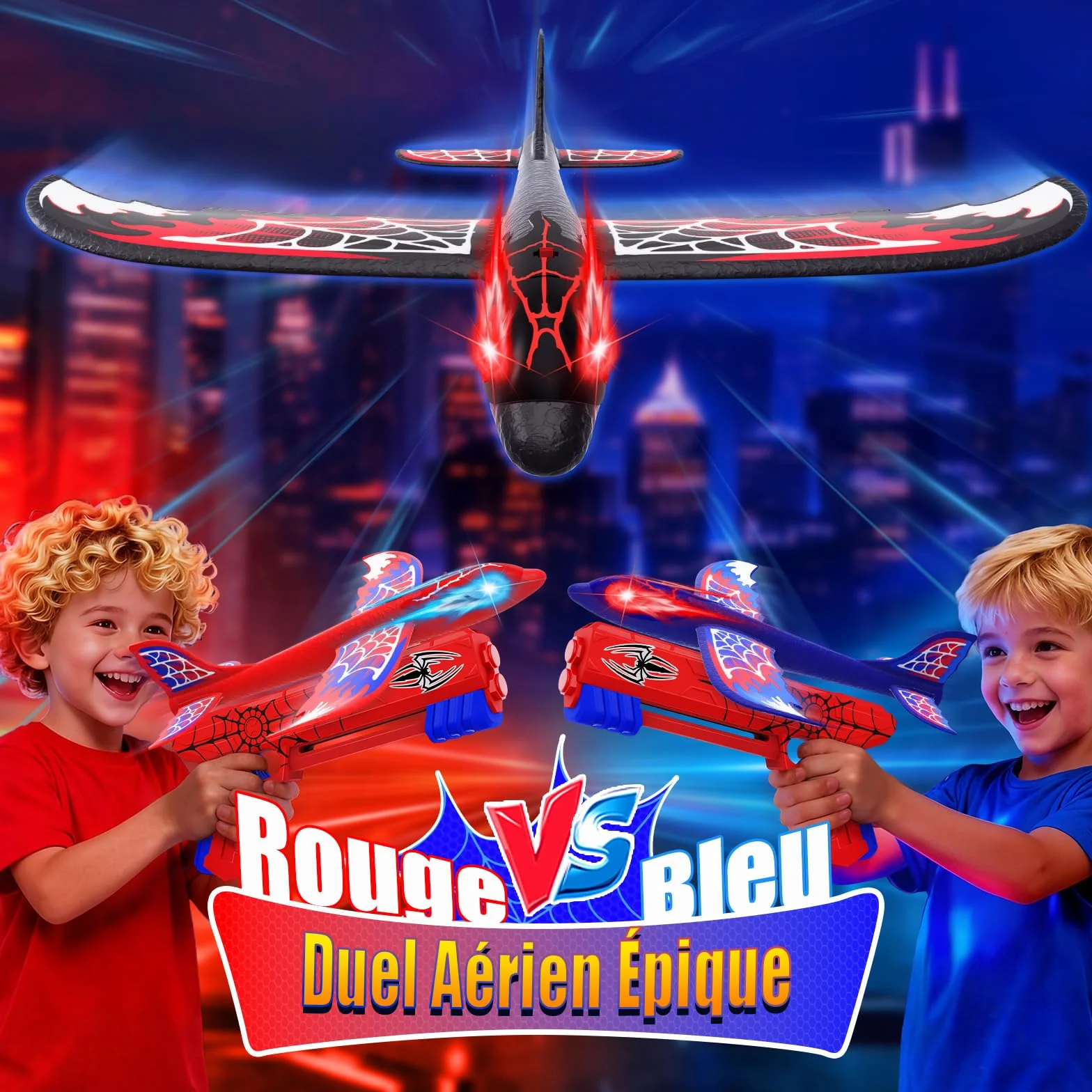 Avion Jouet Enfant 3-12 Ans, 3 Avion Planeur avec Yeux Lumineux & Ailes Toile, Jouet Garçon Cadeau Noël Anniversaire