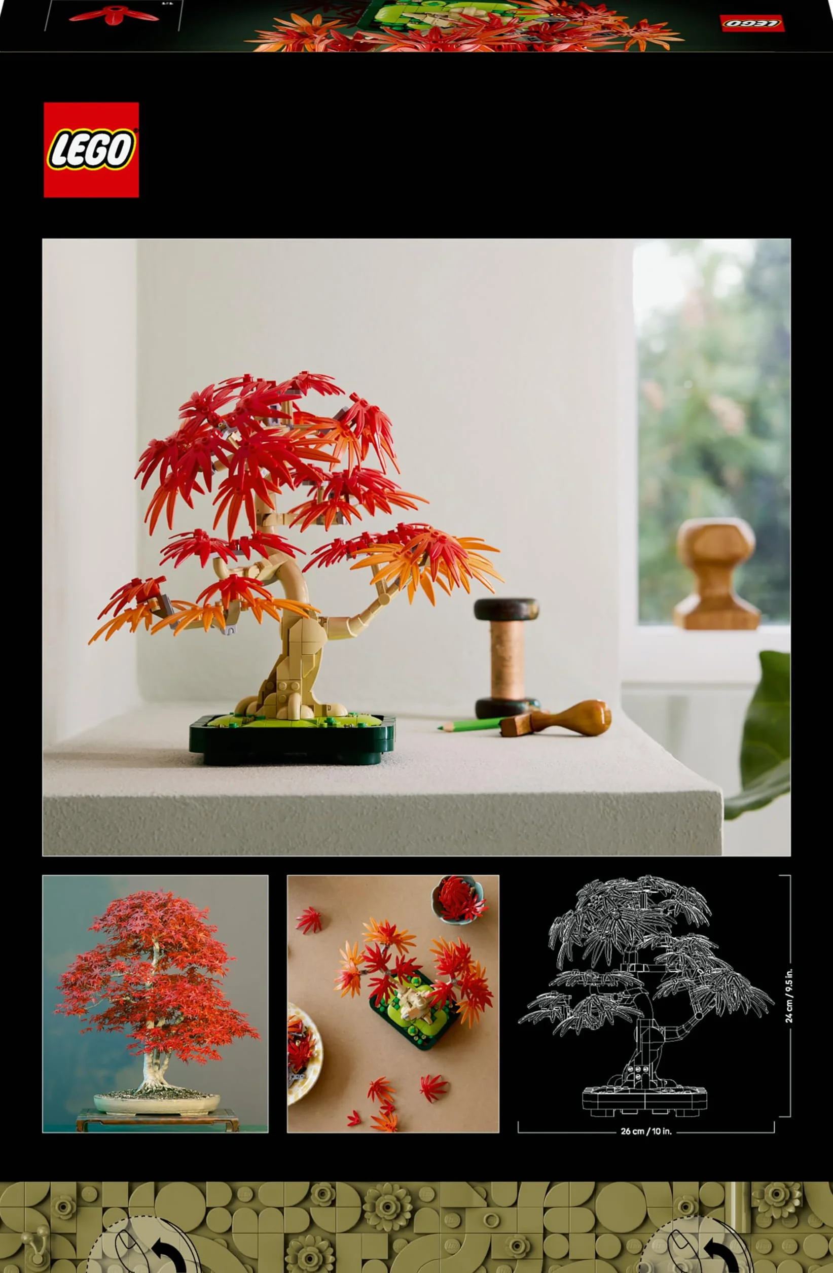 LEGO Botanicals Bonsaï d’Érable Rouge du Japon 10348 - Kit de Construction Adulte - Plante Artificielle avec Feuilles Rouges et Oranges - Pot Constructible