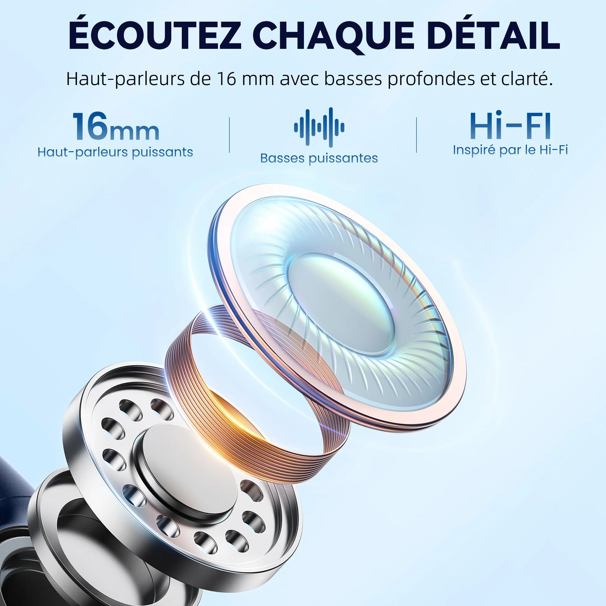 HIFI WALKER Casque Conduction Osseuse Bluetooth 5.3 IPX8 Écouteurs MP3 32 Go Waterproof Natation Sport sans Fil