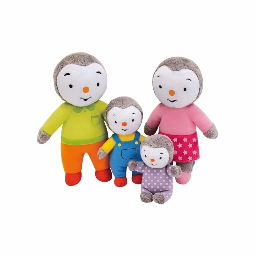 T'CHOUPI Coffret Famille 4 Peluches 19 CM Papa Maman Fanny Noir/Blanc