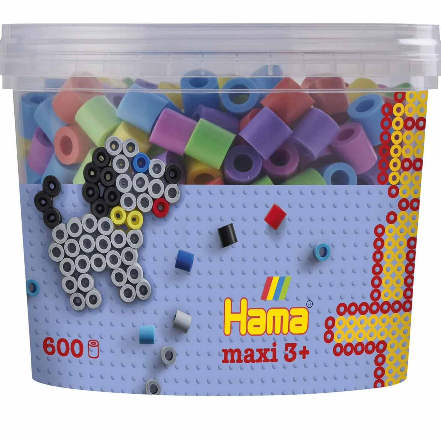 HAMA Pot perles à repasser Maxi pastel 600 perles 10 mm Mélange de couleurs
