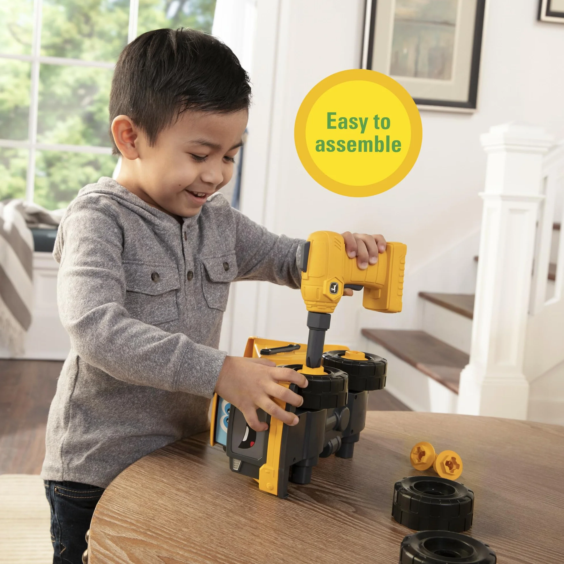 John Deere Kids Camion Benne Démontable 13 Pièces avec Visseuse Électronique - Jeu de Construction STEM - Jouet Bébé +18 Mois