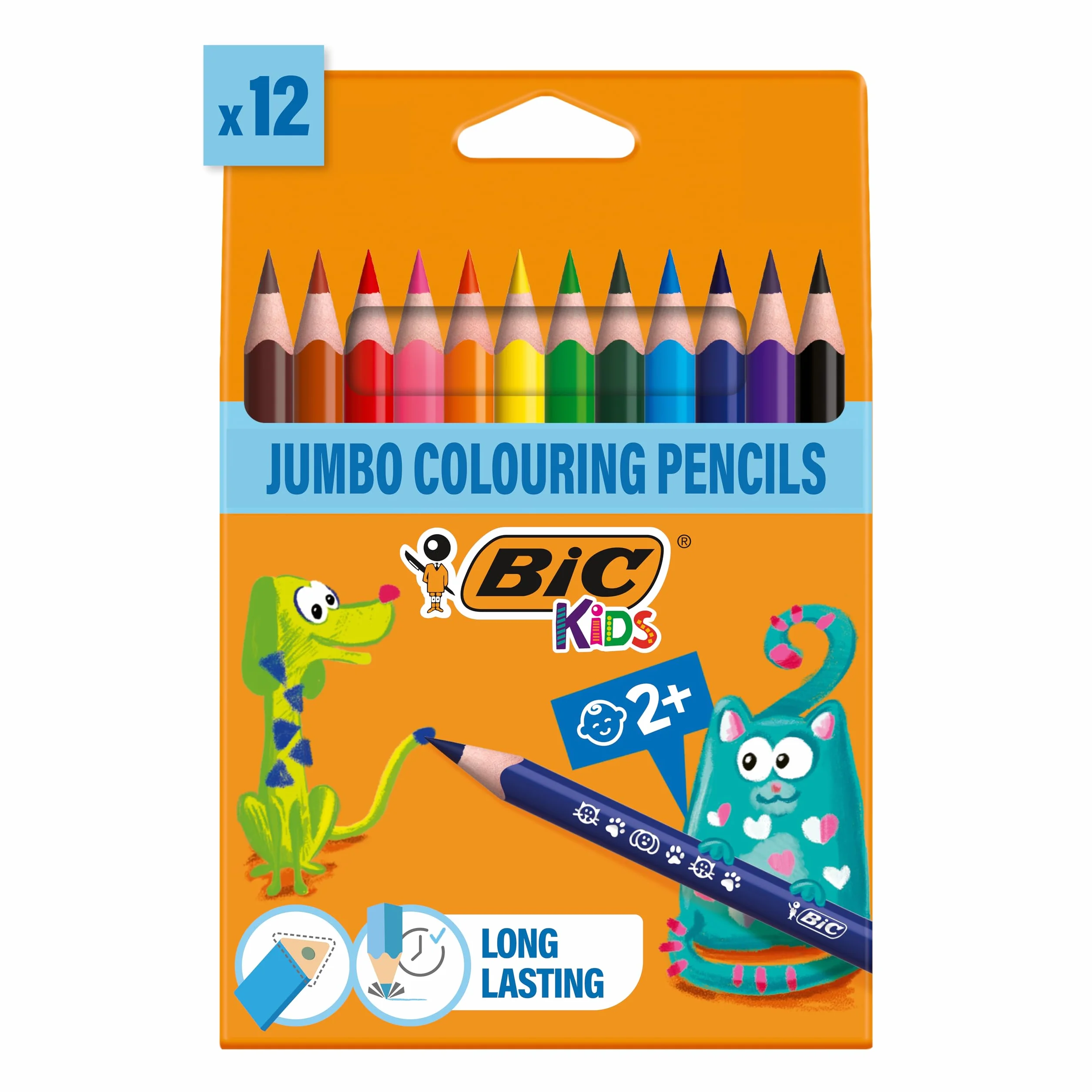 BIC Kids Evolution Triangle ECOlutions Crayons de Couleurs Triangulaires, Etui Carton de 12