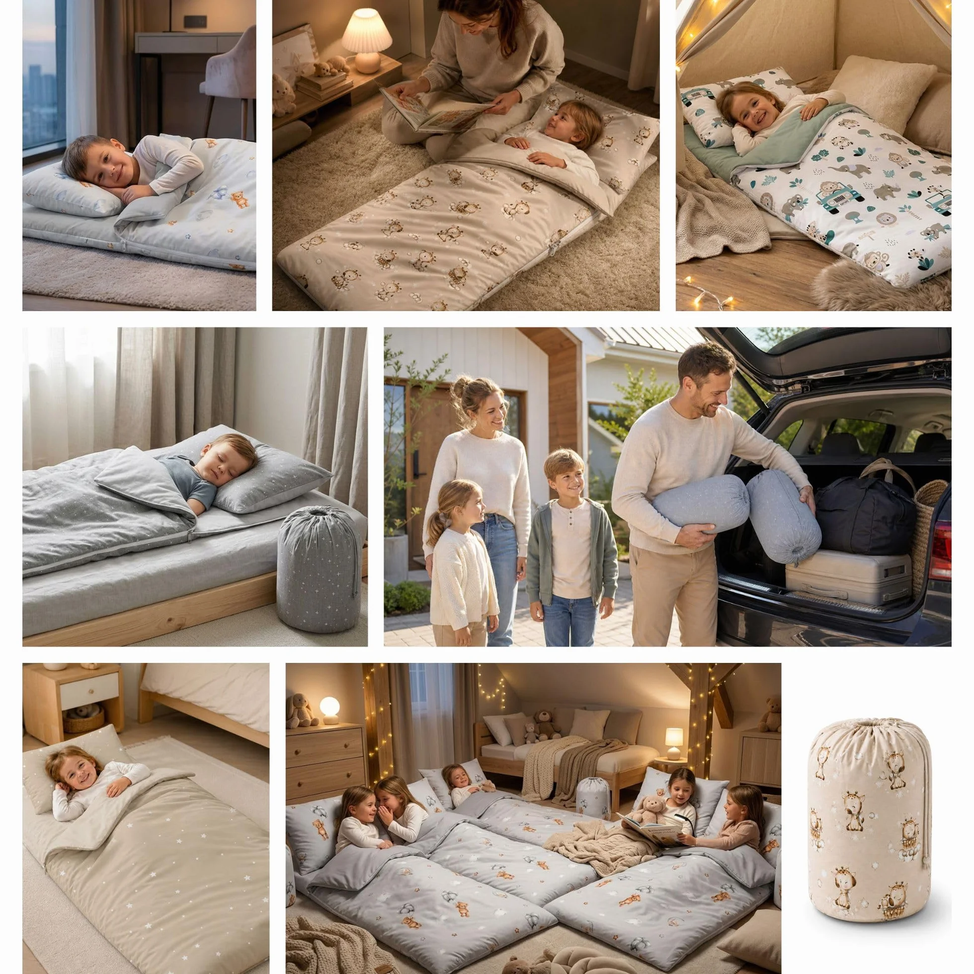 Sac de Couchage Enfant Oeko-Tex avec Coussin et Fermeture éclair 3-7 Ans