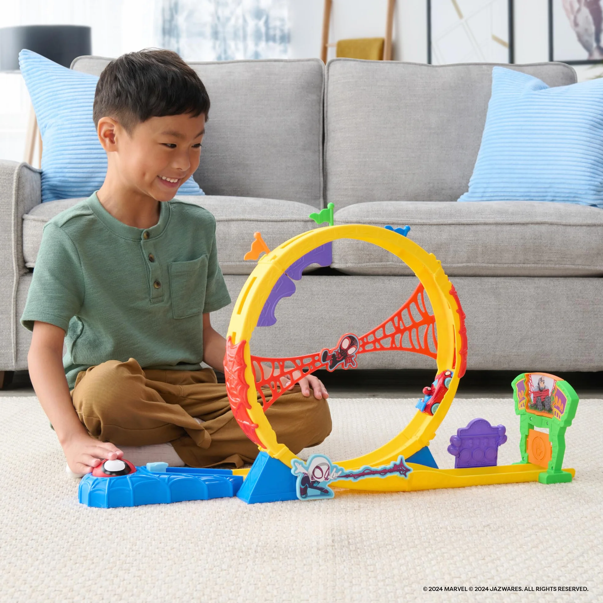 Marvel Spidey and His Amazing Friends Super Loop Track Circuit de Course 71,1 cm Lanceur Boucle 360 degrés