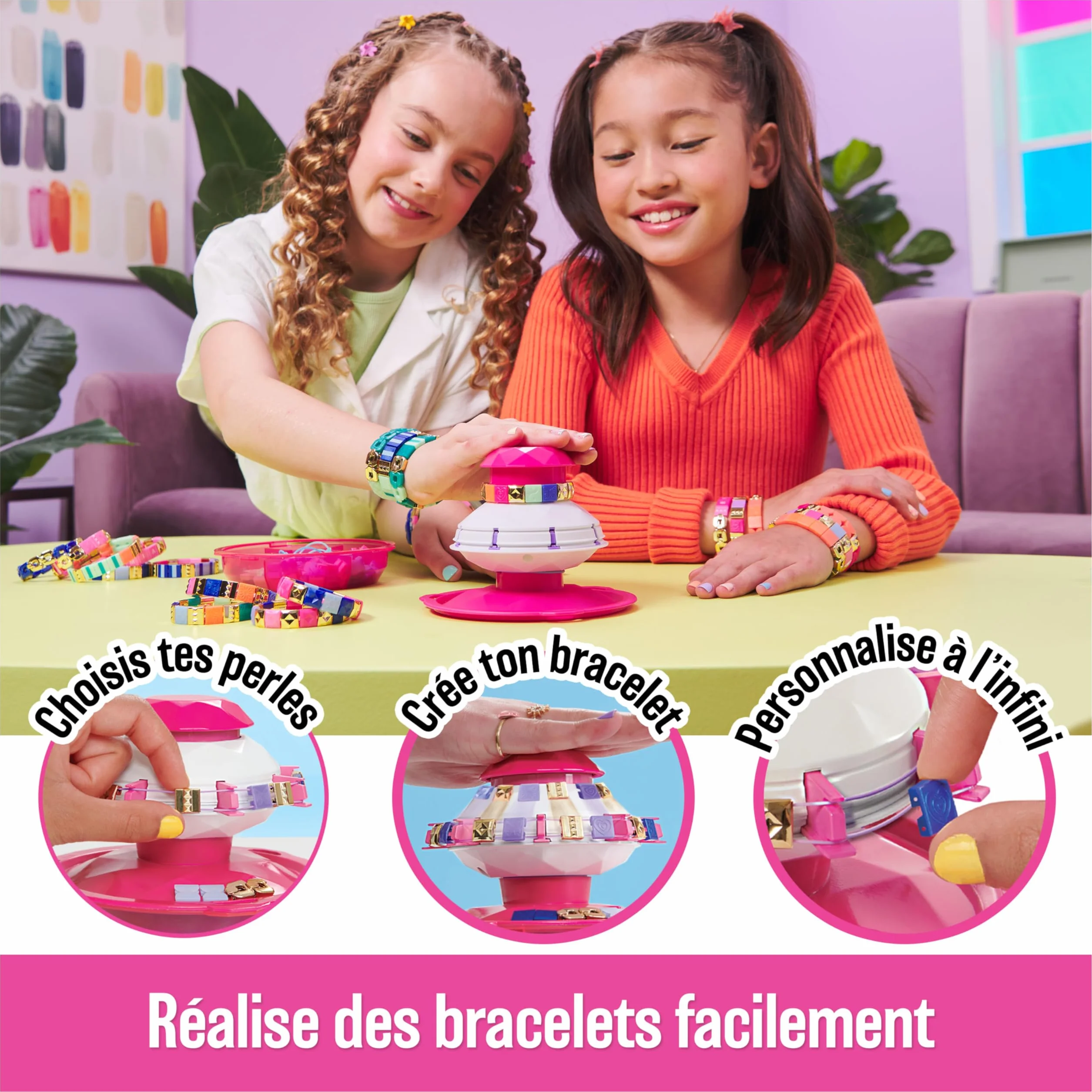COOLMAKER Pop Style Machine Kit Bracelet Création Bracelets Amitié Tendance Fun Facile Jouet Enfant 7 Ans+