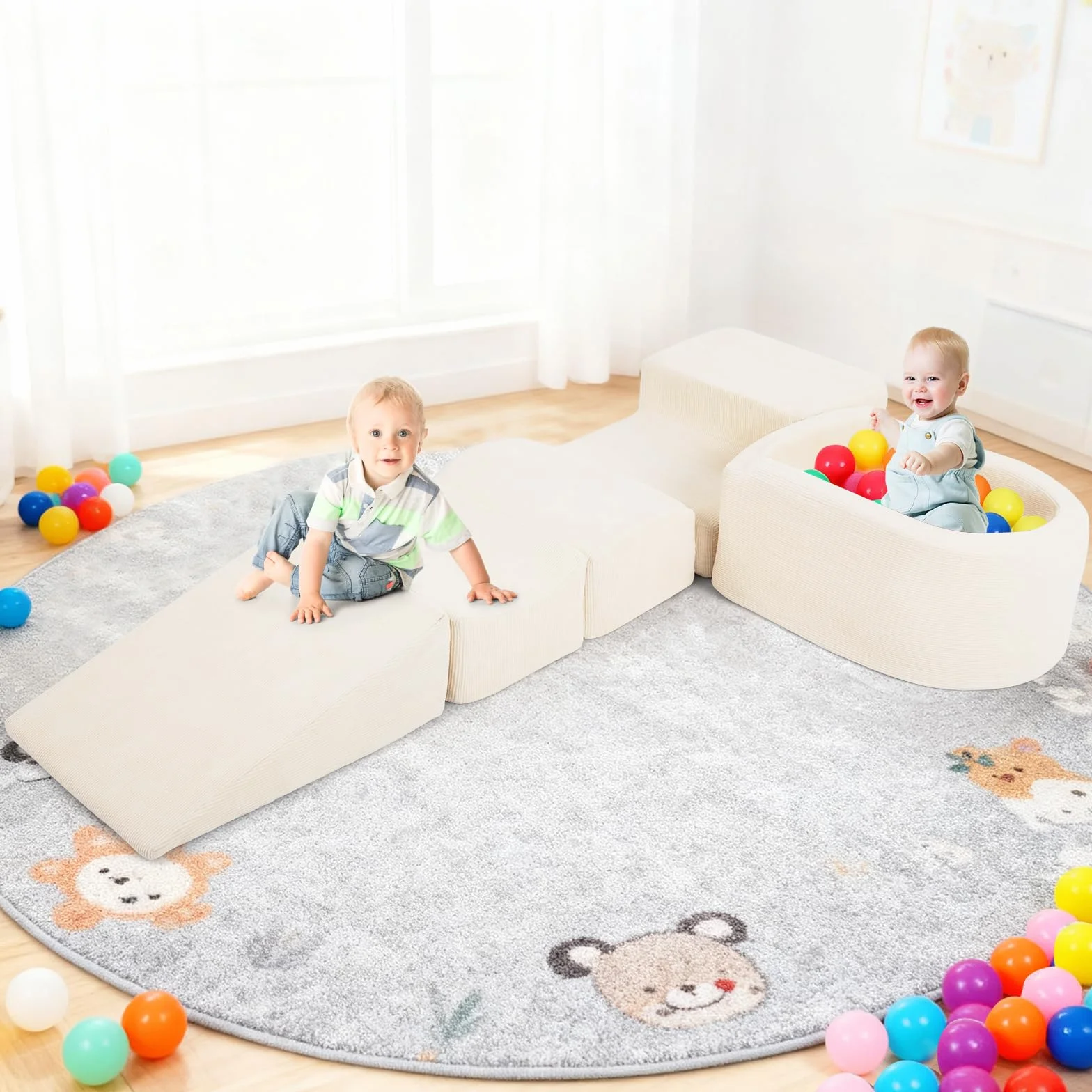 FANTASK Lot de 5 Blocs de Construction géants en Mousse XXL avec Piscine à balles