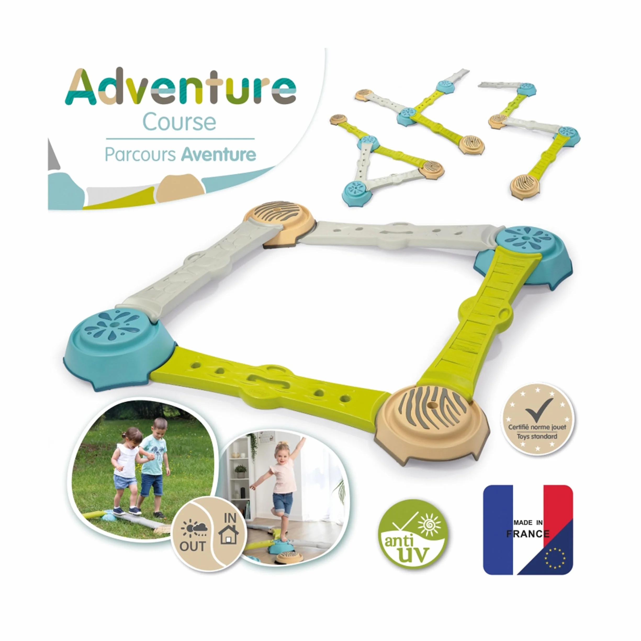 Smoby Parcours Aventure Parcours de Motricité Intérieur Extérieur Boîte de Transport Dès 2 Ans 840400