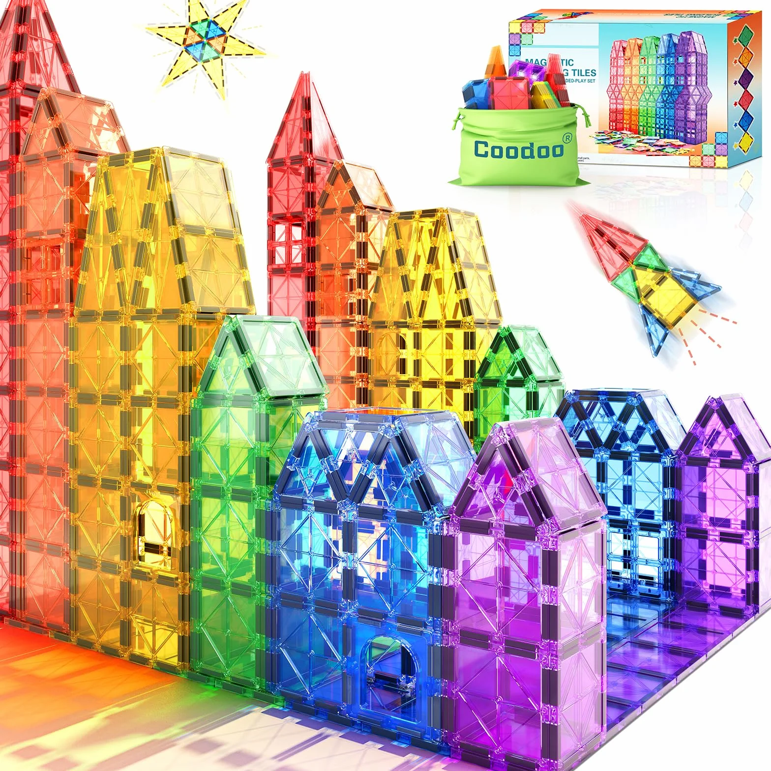 Carreaux magnétiques Jouets de construction Montessori pour enfants 3+ ans