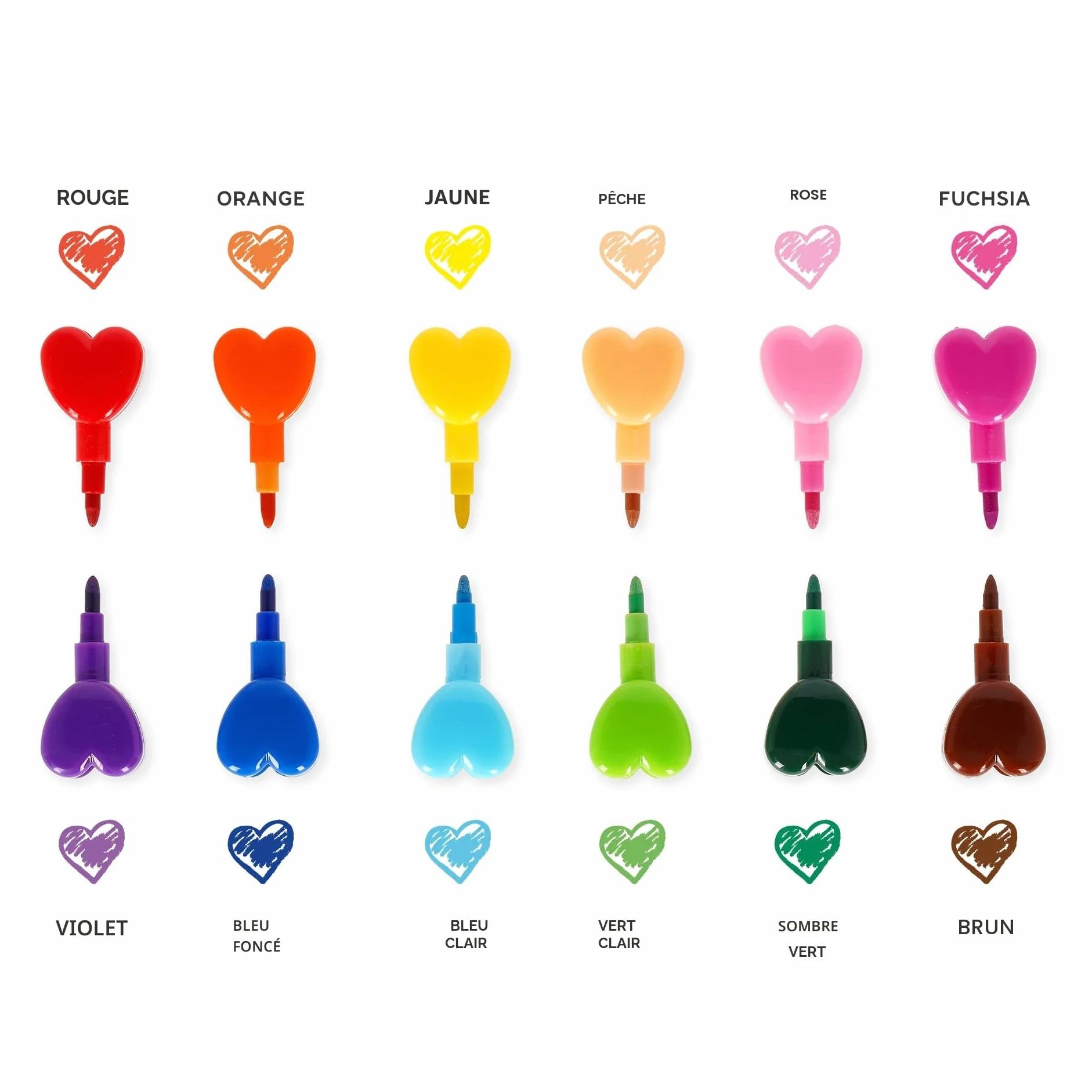 Legami 12 crayons empilables pastel en forme de coeur pour enfants