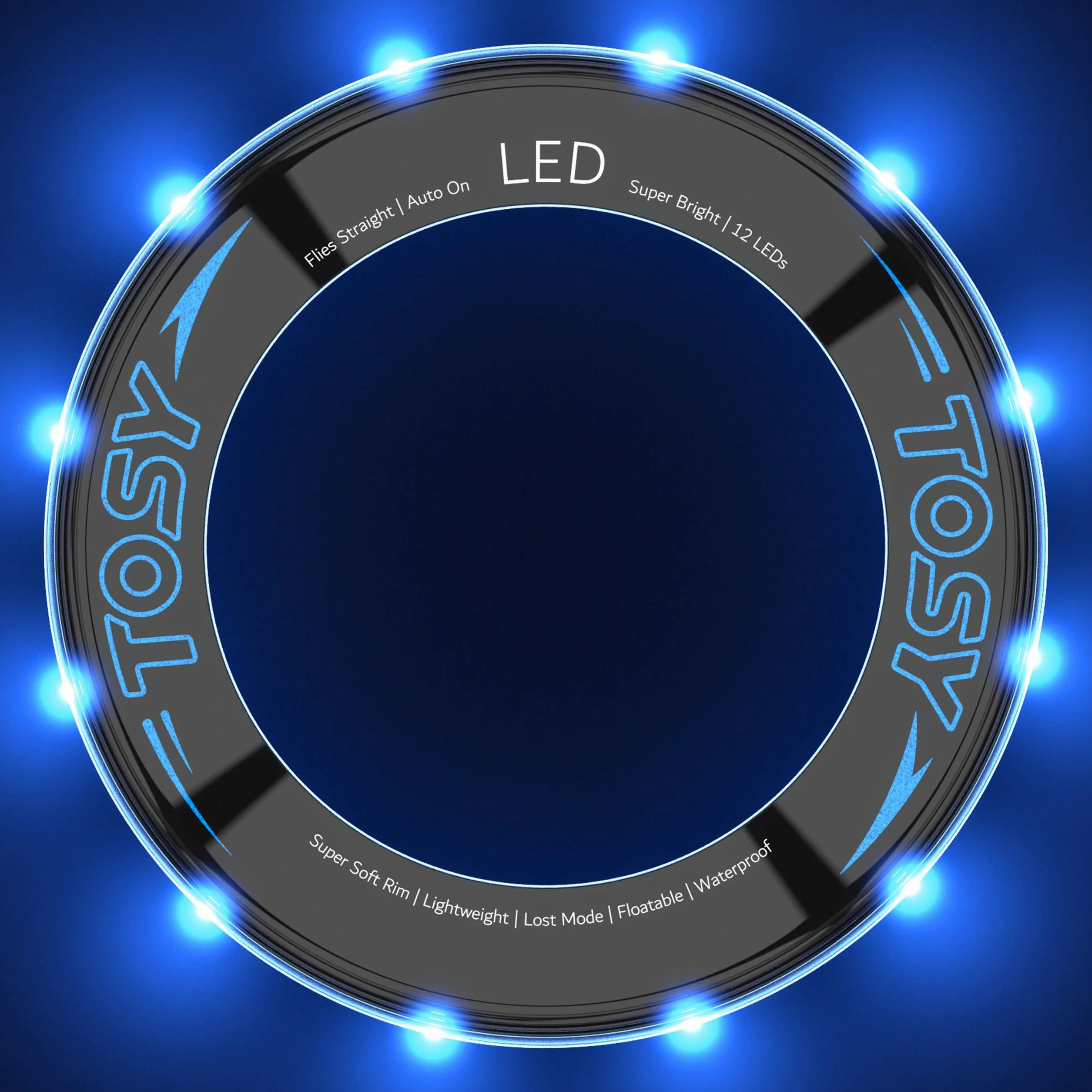 TOSY Anneau Volant 12 LED Lumineux Mode Perdu Automatique étanche Frisbee Cadeau Camping Enfant