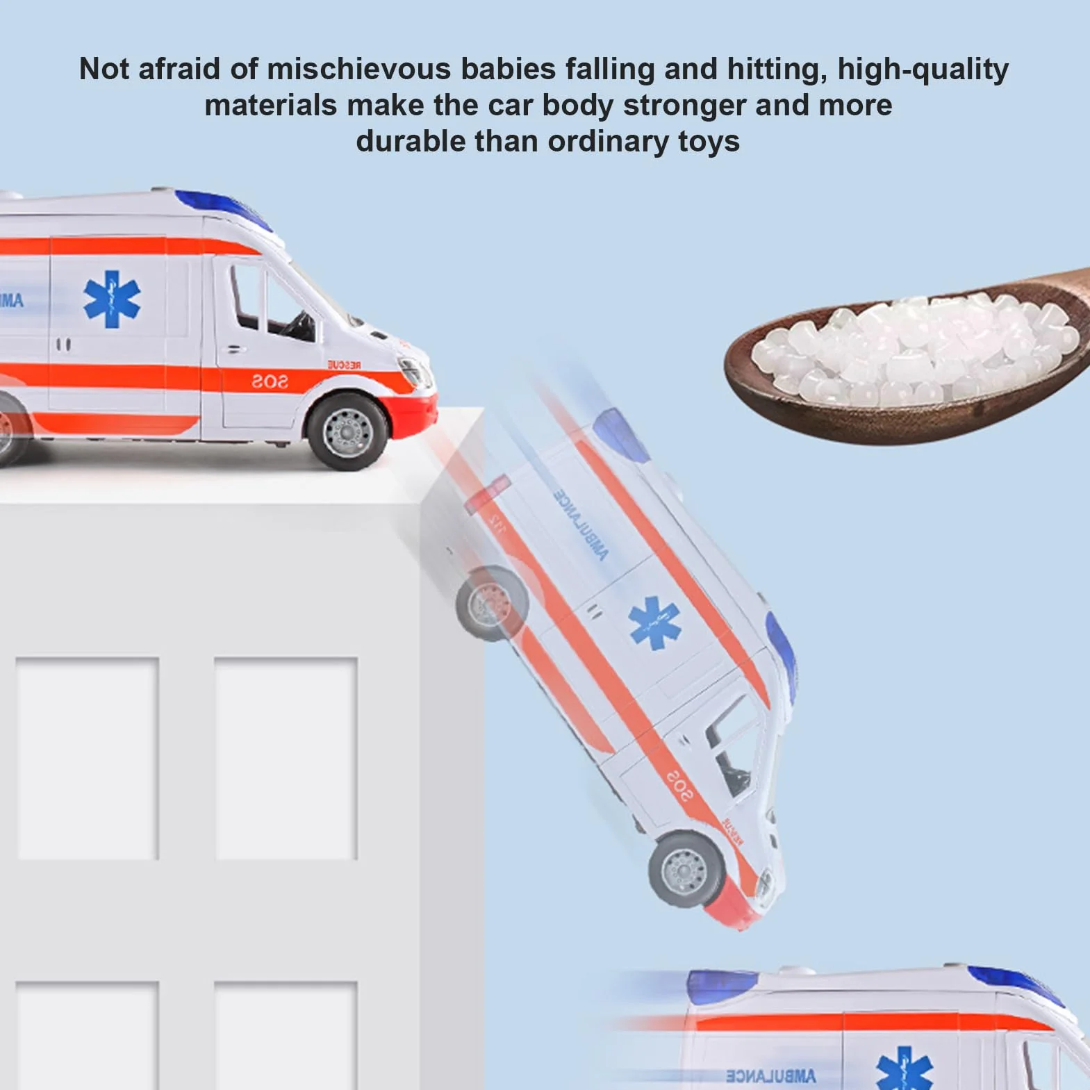Sollee Ambulance électrique Jouet Camion avec lumières clignotantes et sons réels Cadeau pour enfants