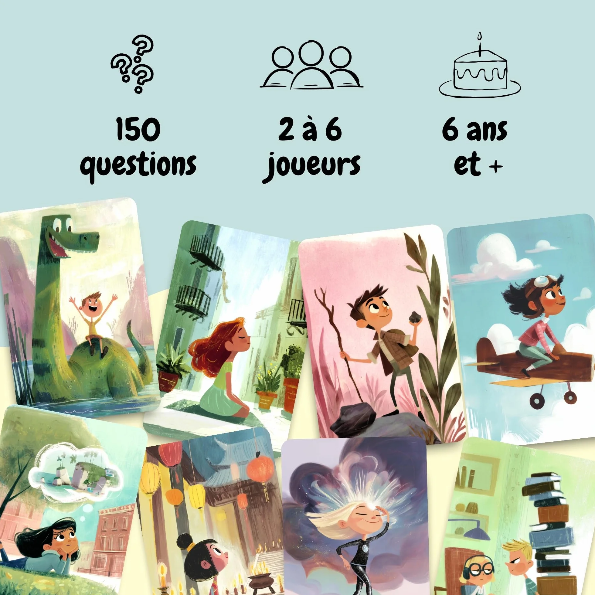 Cartes à raconter pour Enfants 150 Questions Jeu éducatif Cadeau Parent-Enfant Pleine Conscience Fille Garçon 6 Ans