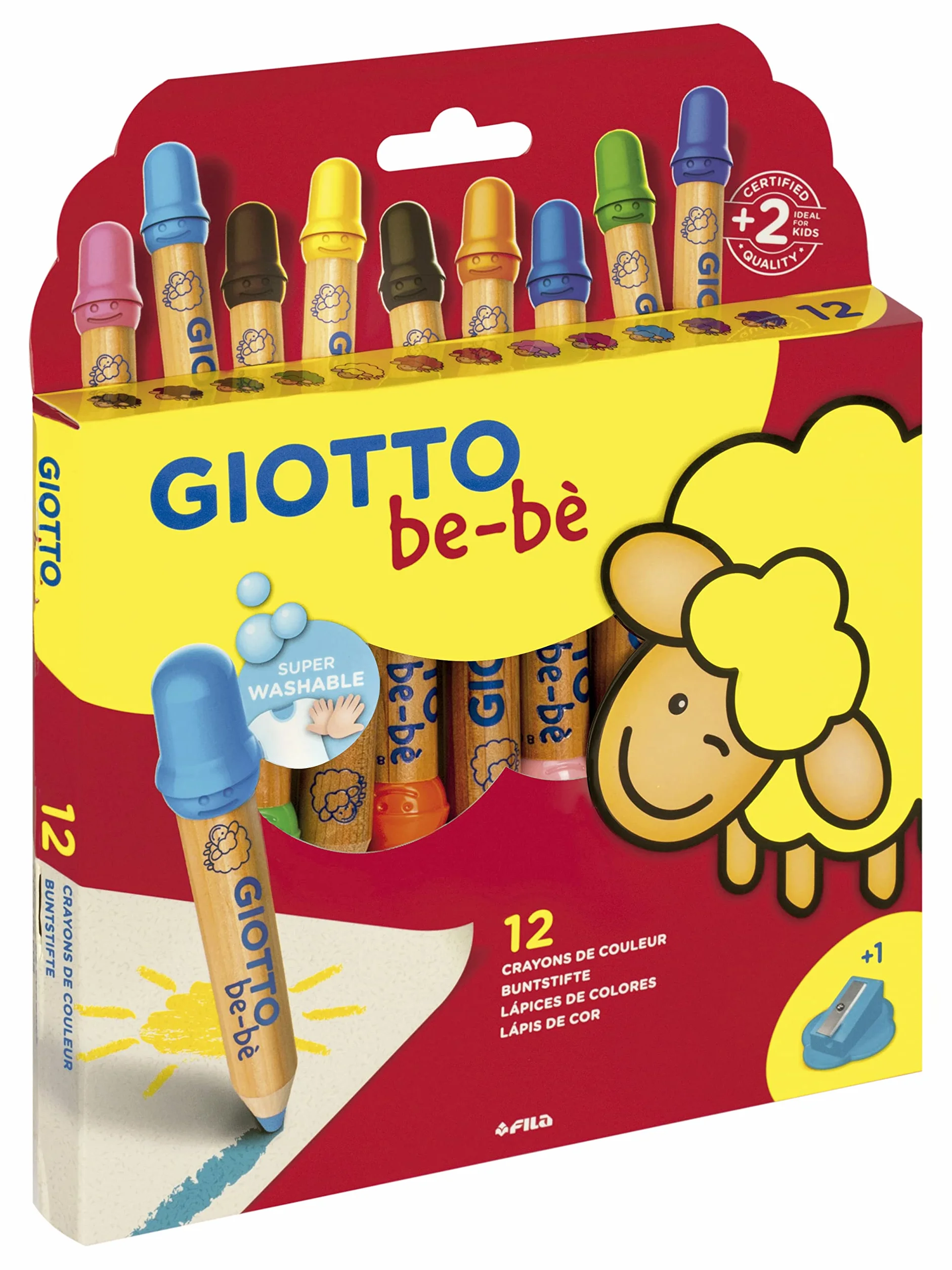 Etui 12 maxi crayons GIOTTO be-bè + taille-crayon