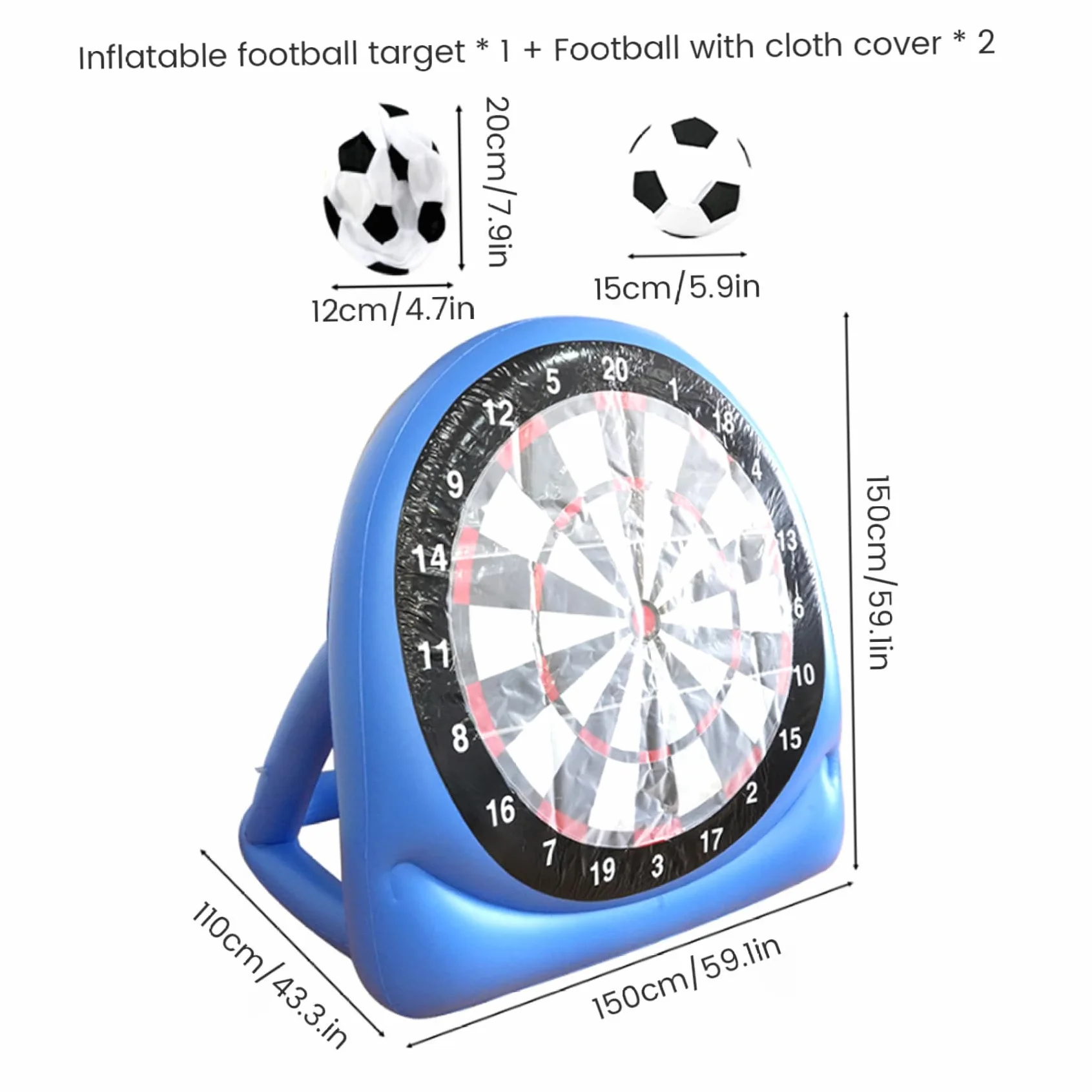 Gonflable Jeu de fléchettes Football géant avec balles collantes extérieur Portable Jardin Plage