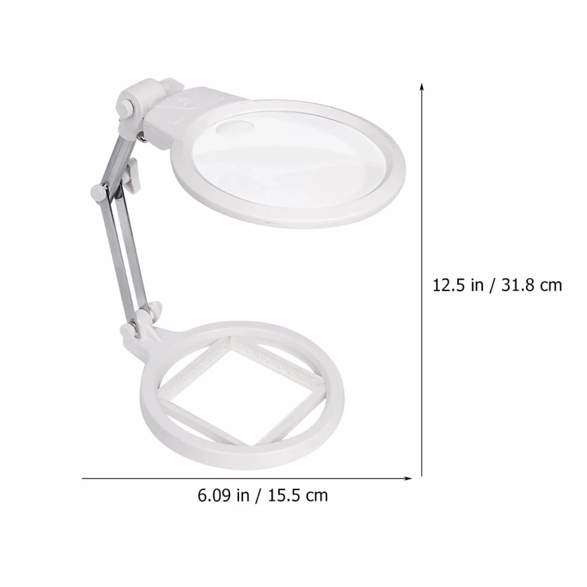 Lampe Loupe sur Pied en Métal Pliable avec Éclairage LED Double Intensité Grossissement 25X et 5X Base avec Échelle Intégrée