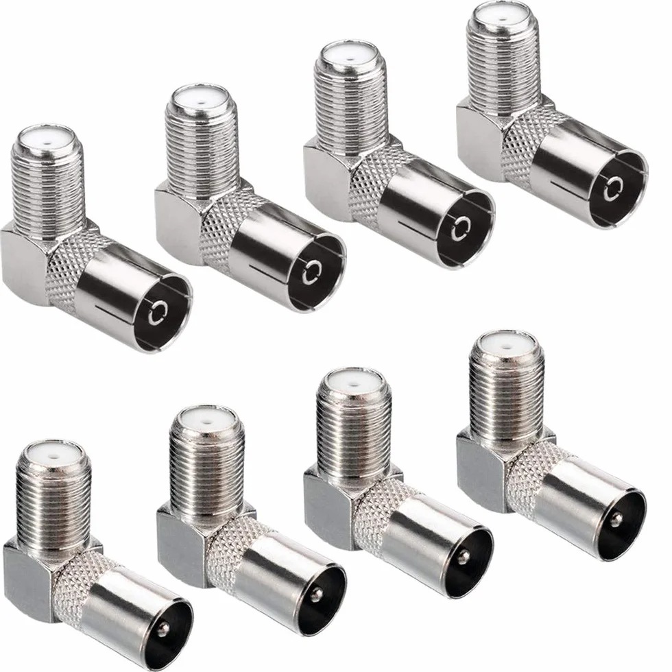 8 Pièces Connecteurs Coaxiaux RF 90 Degrés Type F Femelle à PAL Mâle/Femelle Adaptateurs Angle Droit