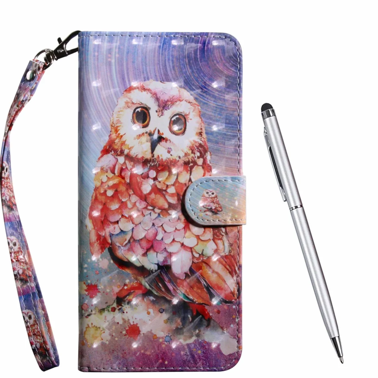 Coque Samsung Galaxy A41 Cuir PU Portefeuille Aimant Rabat Housse Protection Hibou