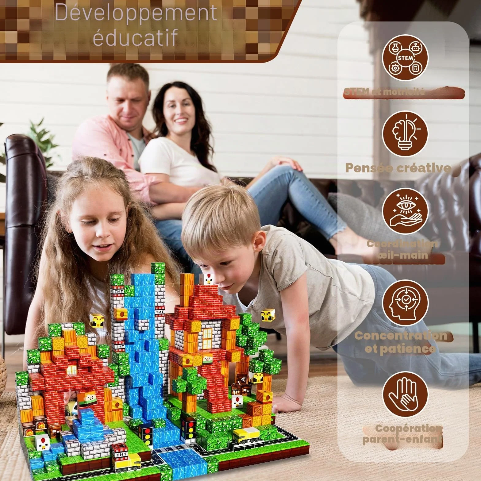 Annexfun Lot de 150 blocs de construction magnétique - Aventure urbaine - Jouet éducatif dès 4 ans