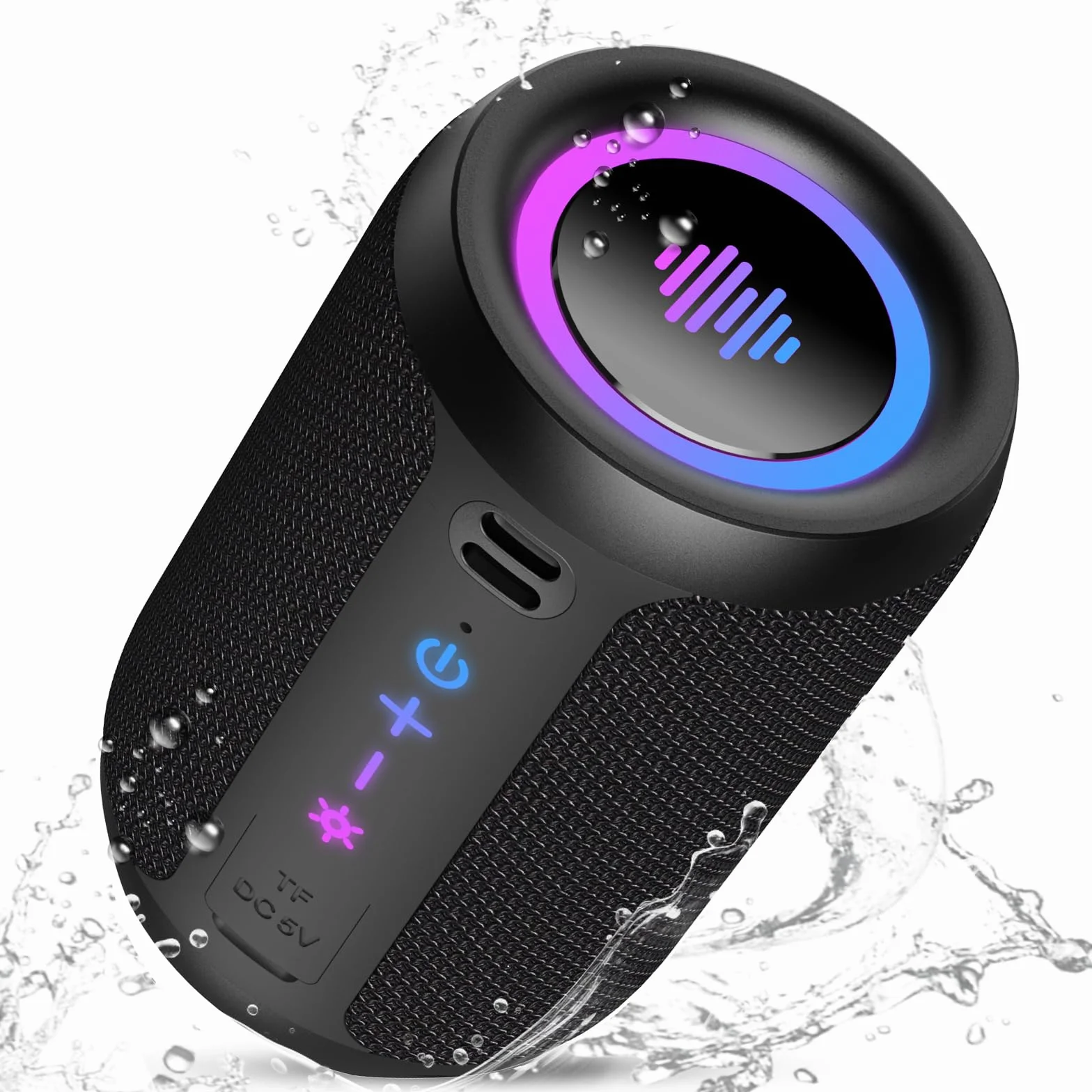 Enceinte Bluetooth 15W Puissante Bluetooth 5.4 IPX7 Autonomie 12 Heures Stéréo Surround Sport Extérieur