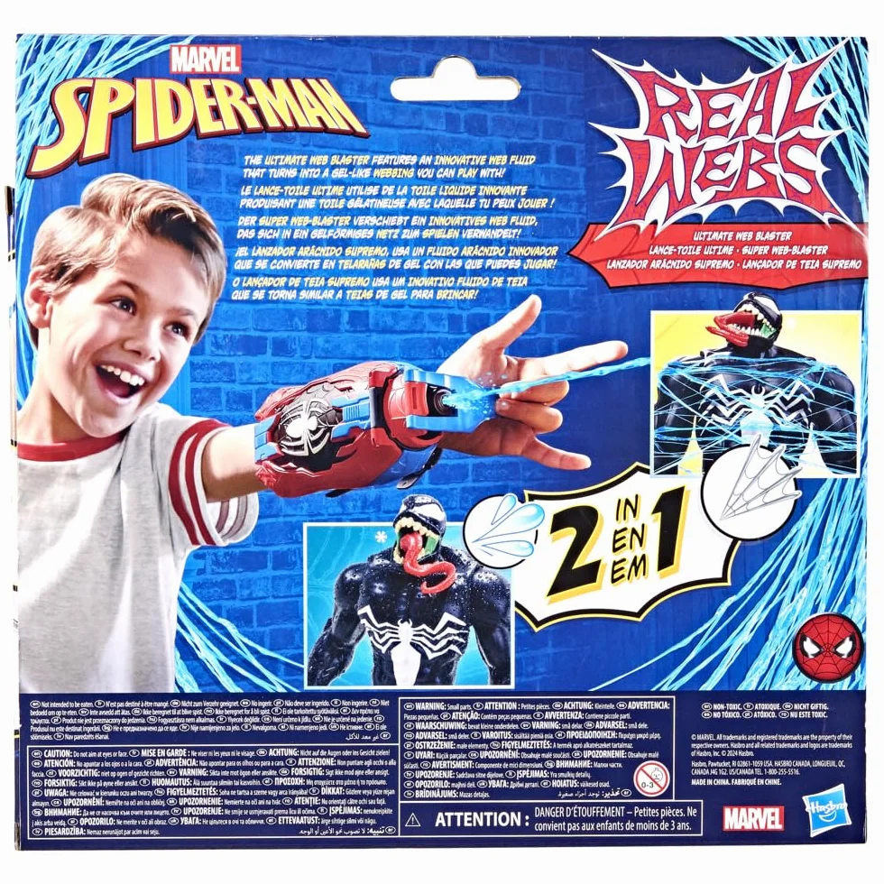 Star Wars Marvel Spider-Man Real Webs Lance-Toile Ultime Blaster 2-en-1 Jouet de déguisement Rouge et Bleu