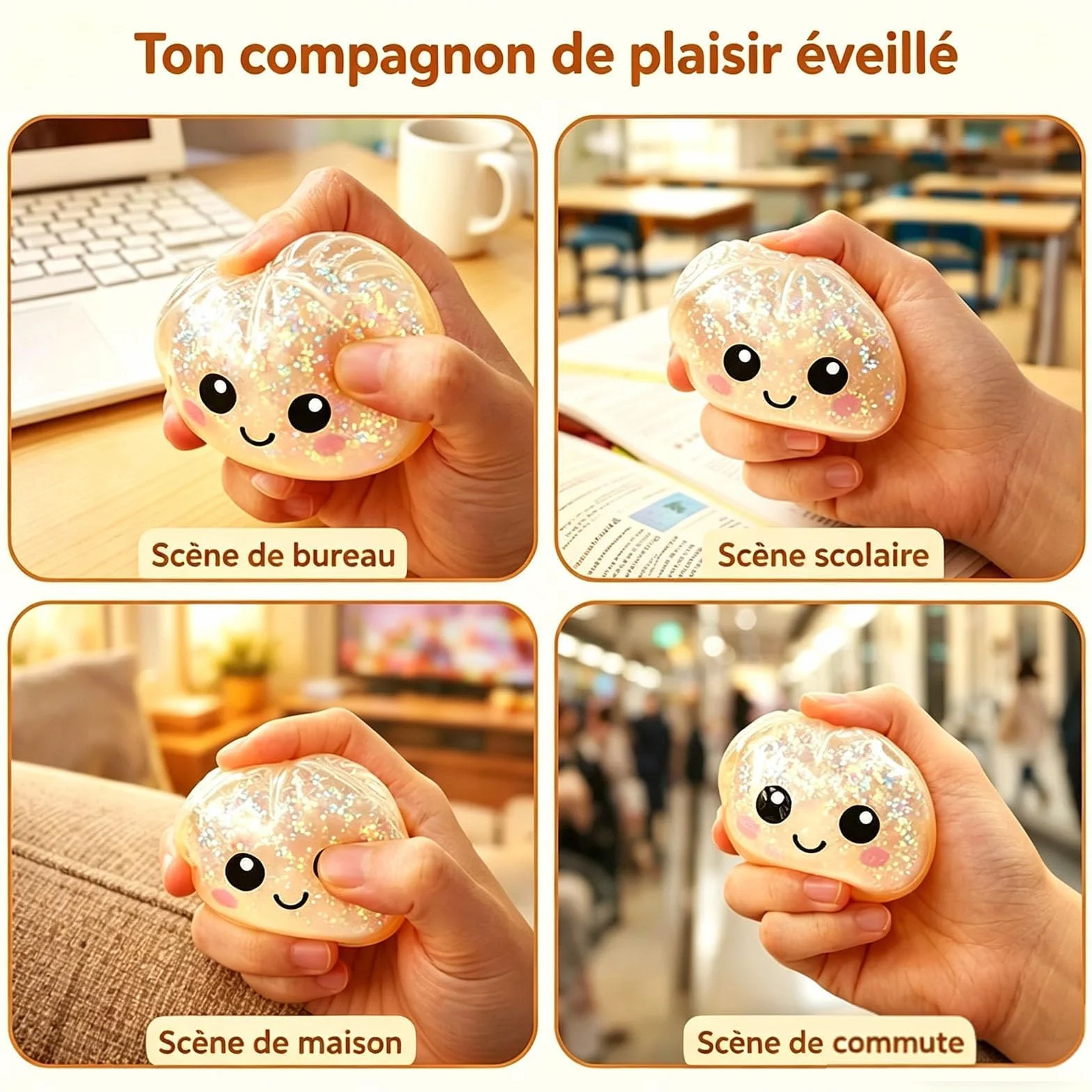 Dumpling Squishy Glitter Anti-Stress Soft Ball Relâcher Tension Surprise Amusante pour Bureau Maison (Aléatoire 1pcs)