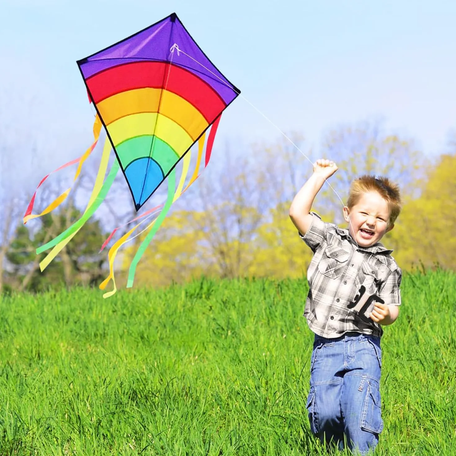 Cerf Volant Enfant Adulte Diamant Rainbow Eddy Facile à Piloter Jeux Plage