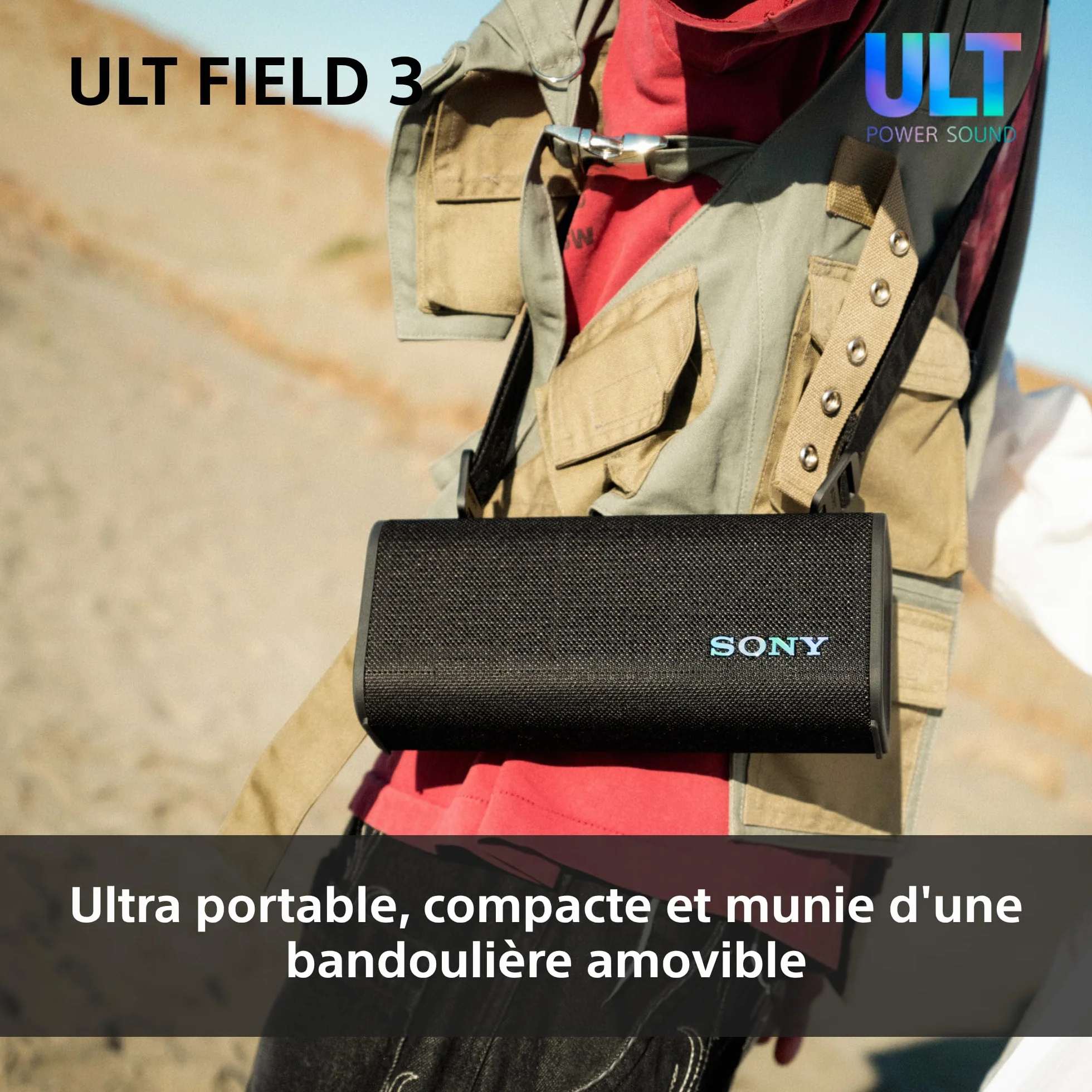 Sony ULT Field 3 Enceinte Bluetooth Portable ULT Power Sound 24 Heures IP67 étanche Noir