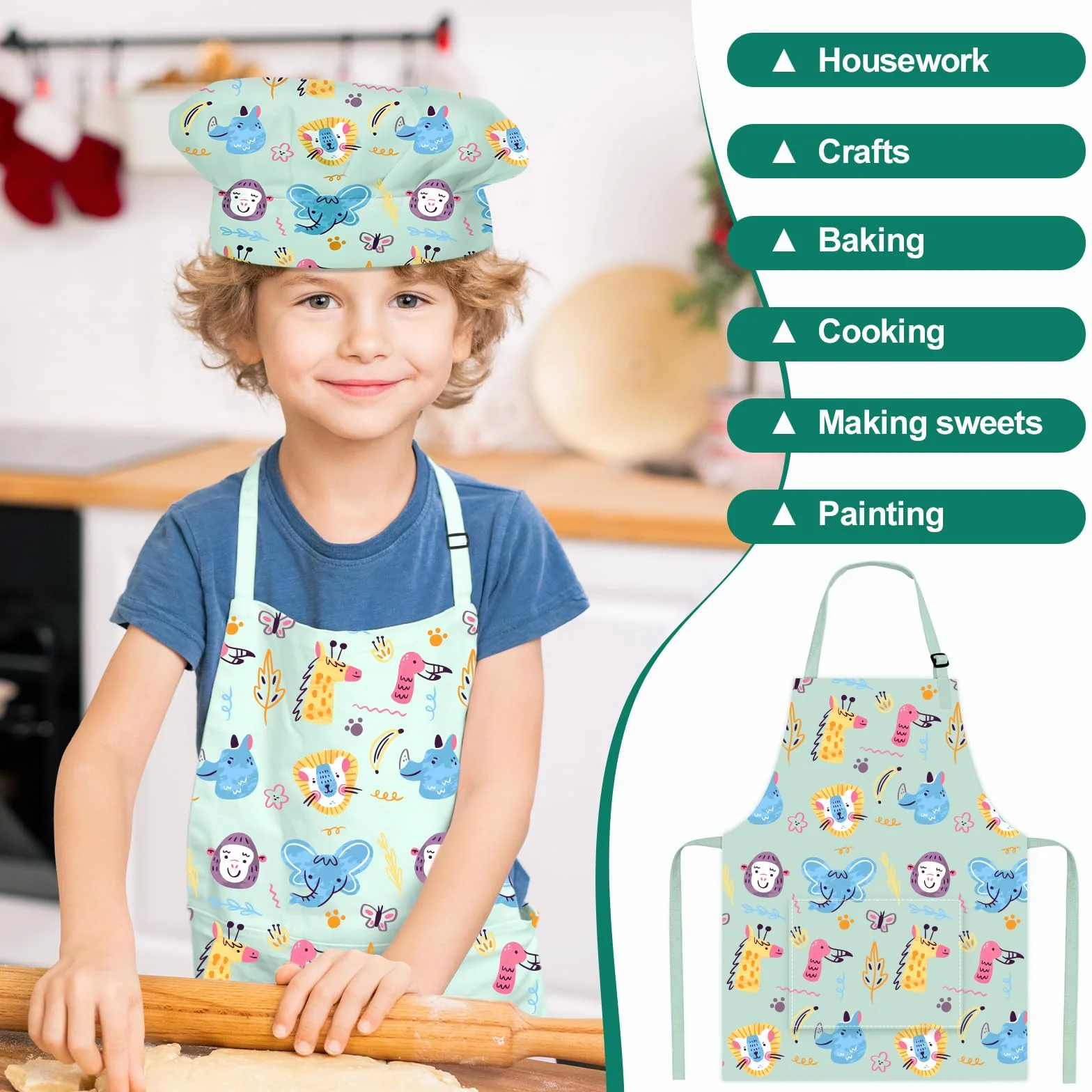 Tablier Cuisine Enfant Garcon Fille Personnalisé Polyester Coton 2-6 Ans