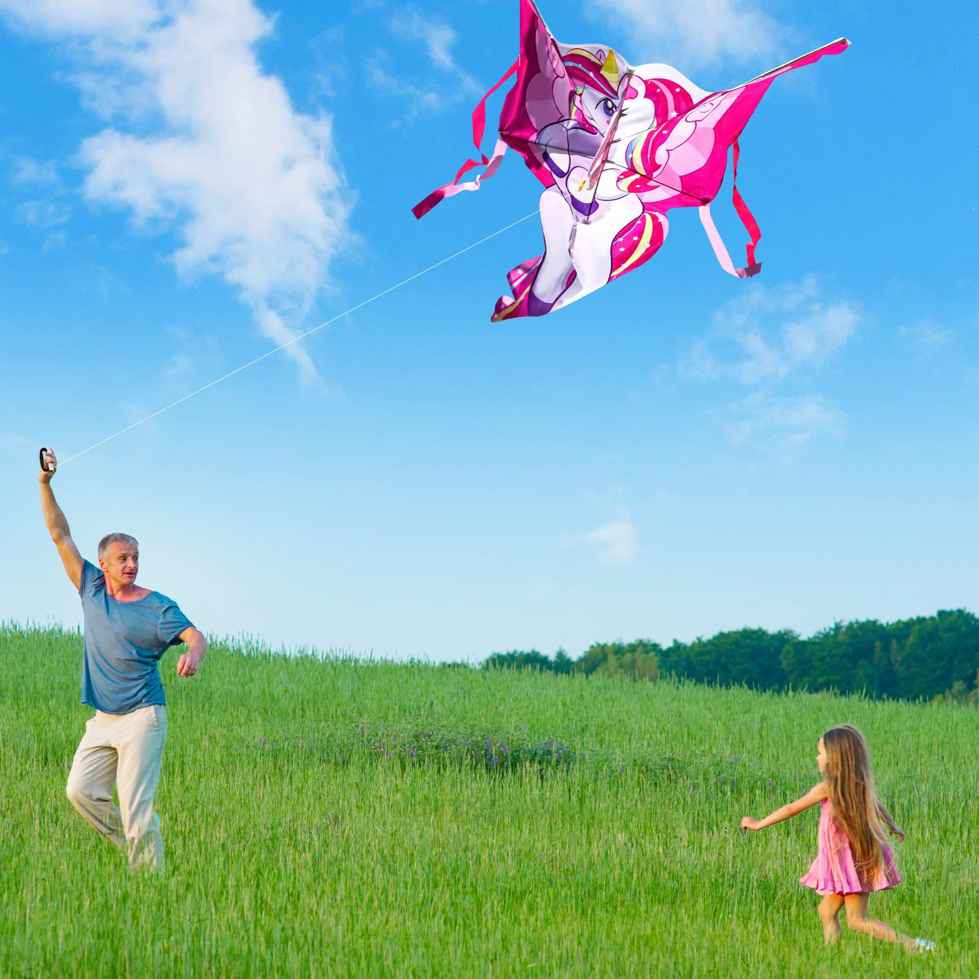 JOYIN Cerf-volant géant licorne 43,3 pouces Facile à voler enfants adultes Grand jeux plage plein air