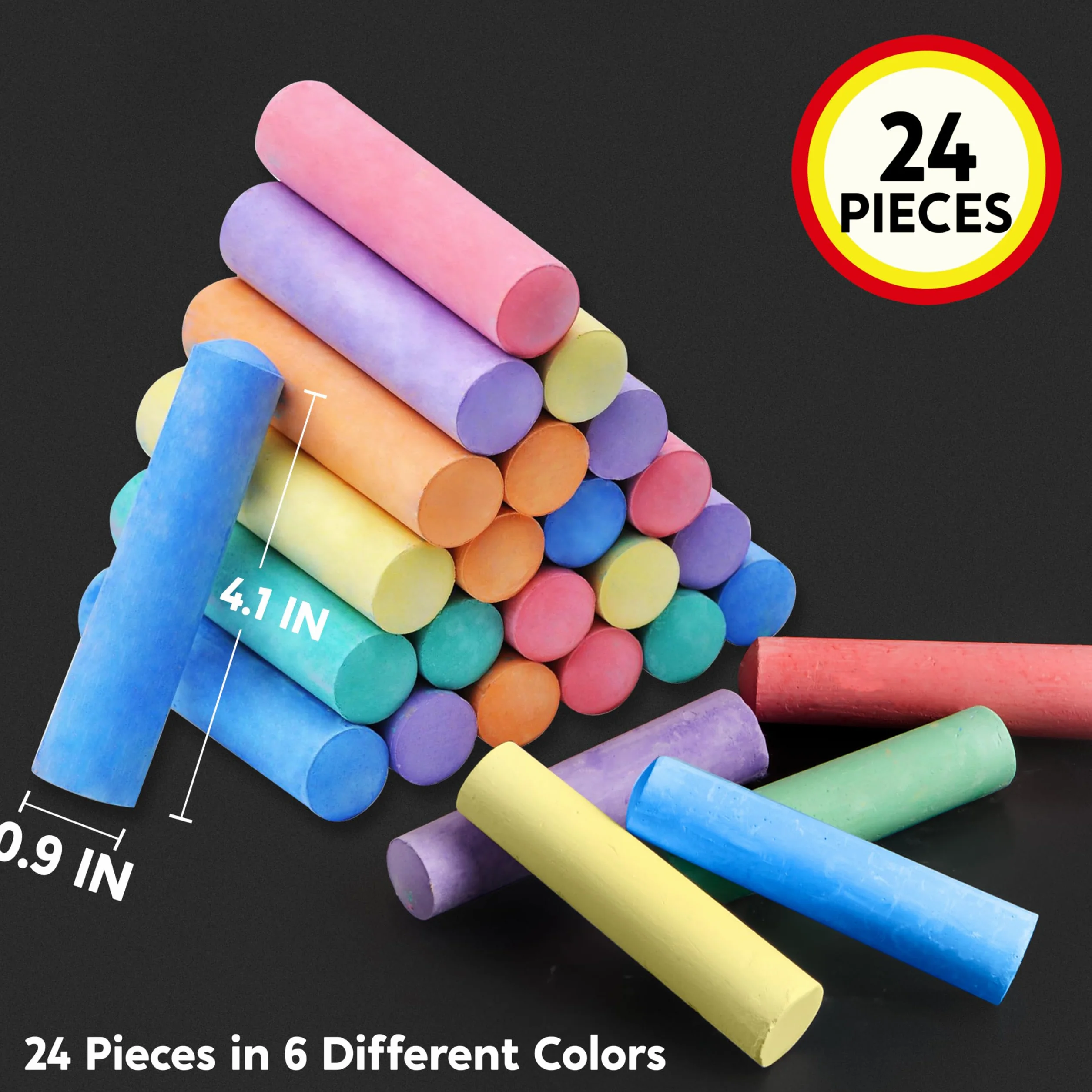 JOYIN Lot de 24 craies de trottoir lavables non toxiques Jumbo pour écoles et jeux d'art en plein air