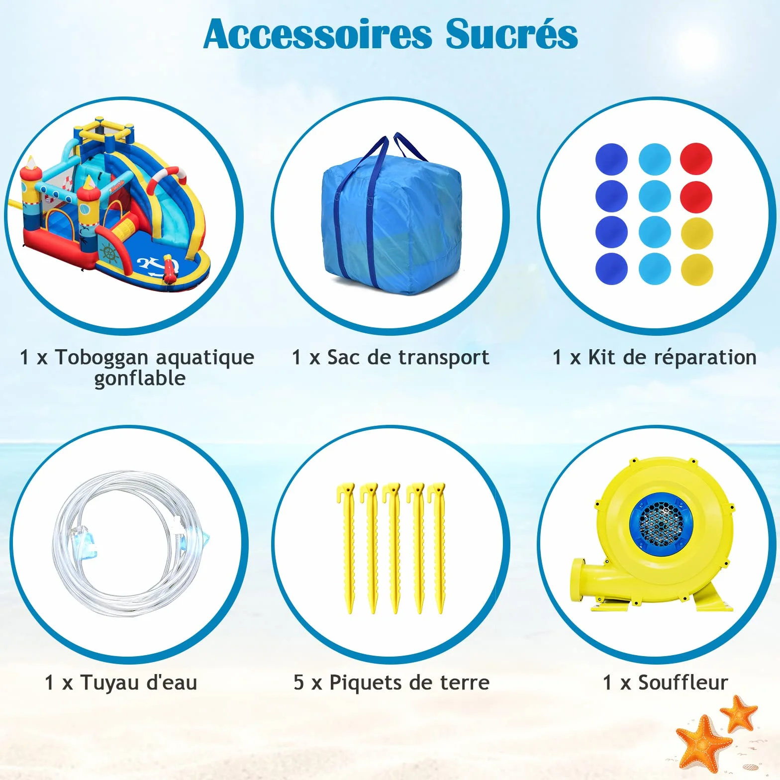 GOPLUS Château Gonflable Pirate avec Toboggan Pistolet à Eau Trampoline Aire de Jeux Gonflable Piscine Mur d'escalade pour Enfants 3-12 Ans 120KG Souffleur 450W