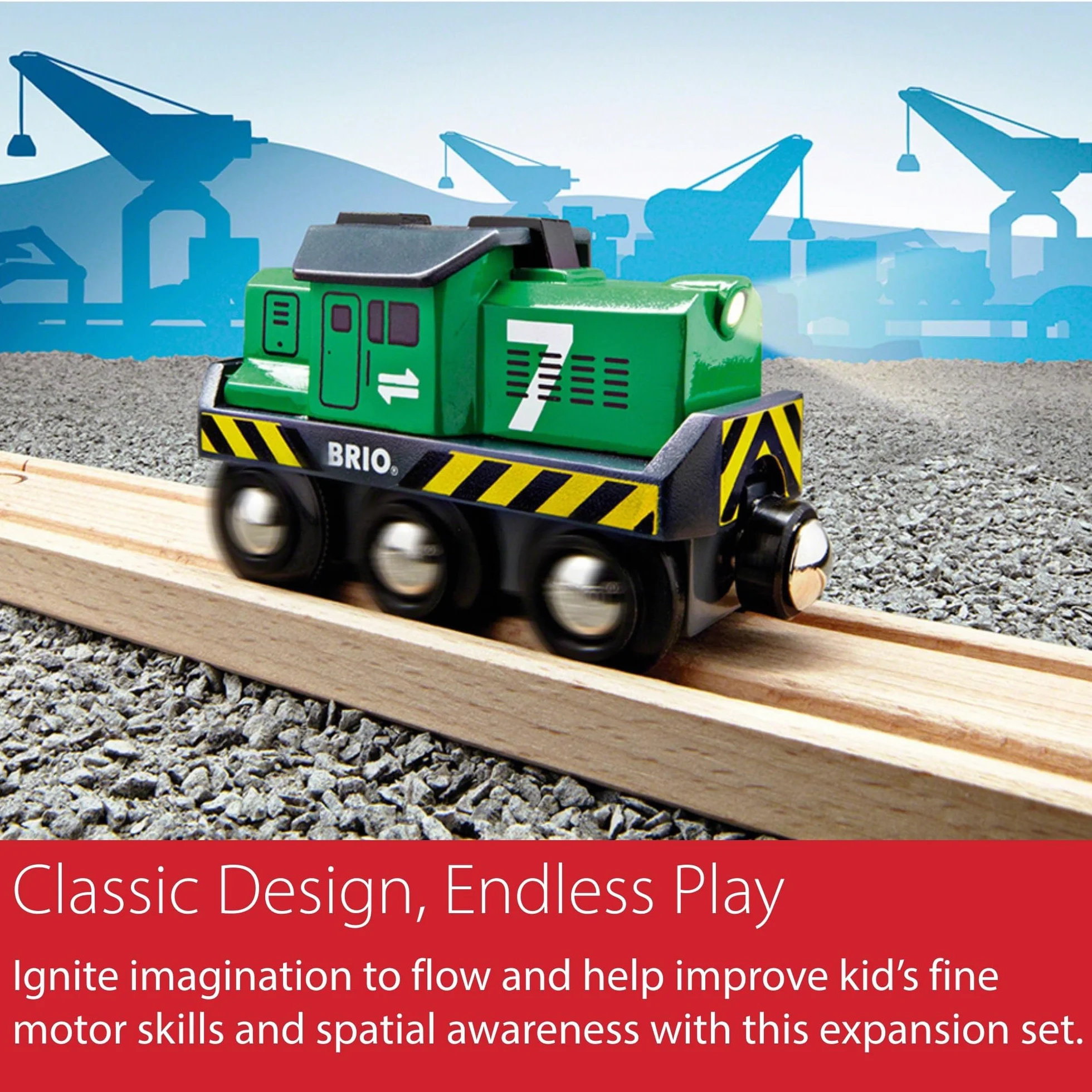 Brio World Locomotive de Fret à Pile Train électrique Fonction Lumineuse Circuit Train Bois Jouet 3 Ans