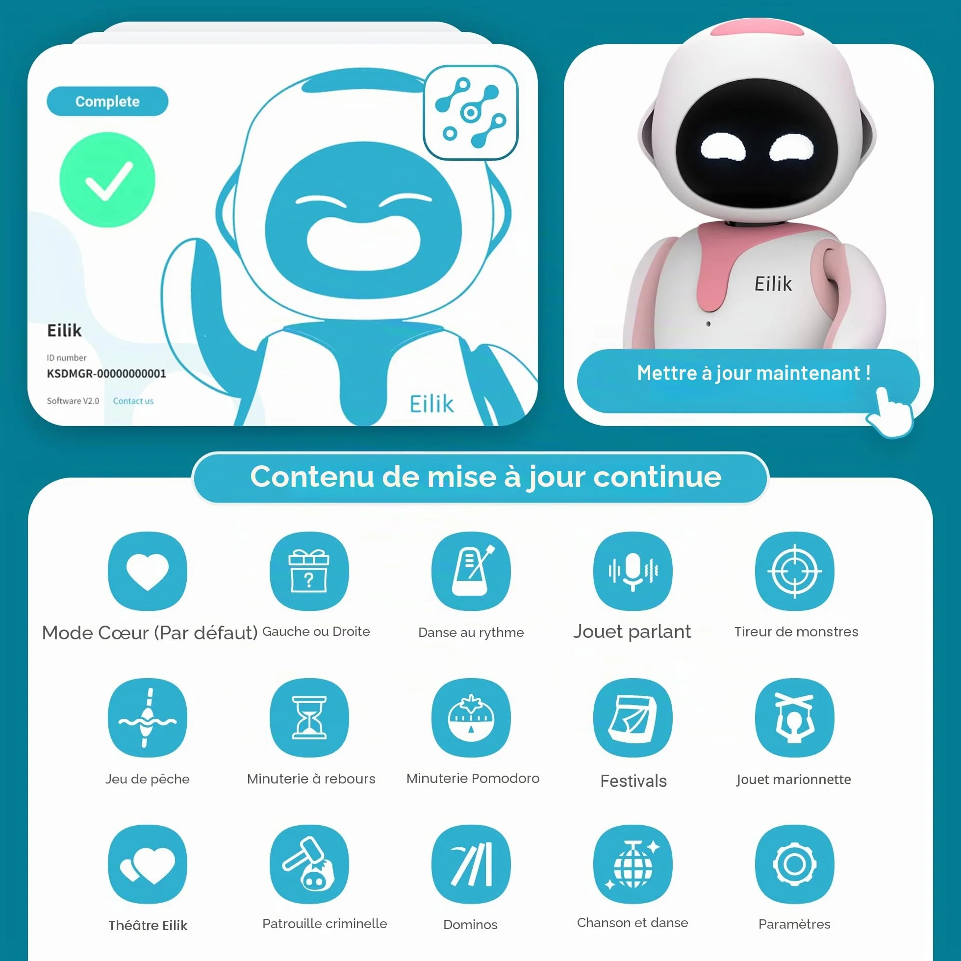 ENERGIZE LAB Eilik Rose Robot de Compagnie Interactif pour Enfants et Adultes
