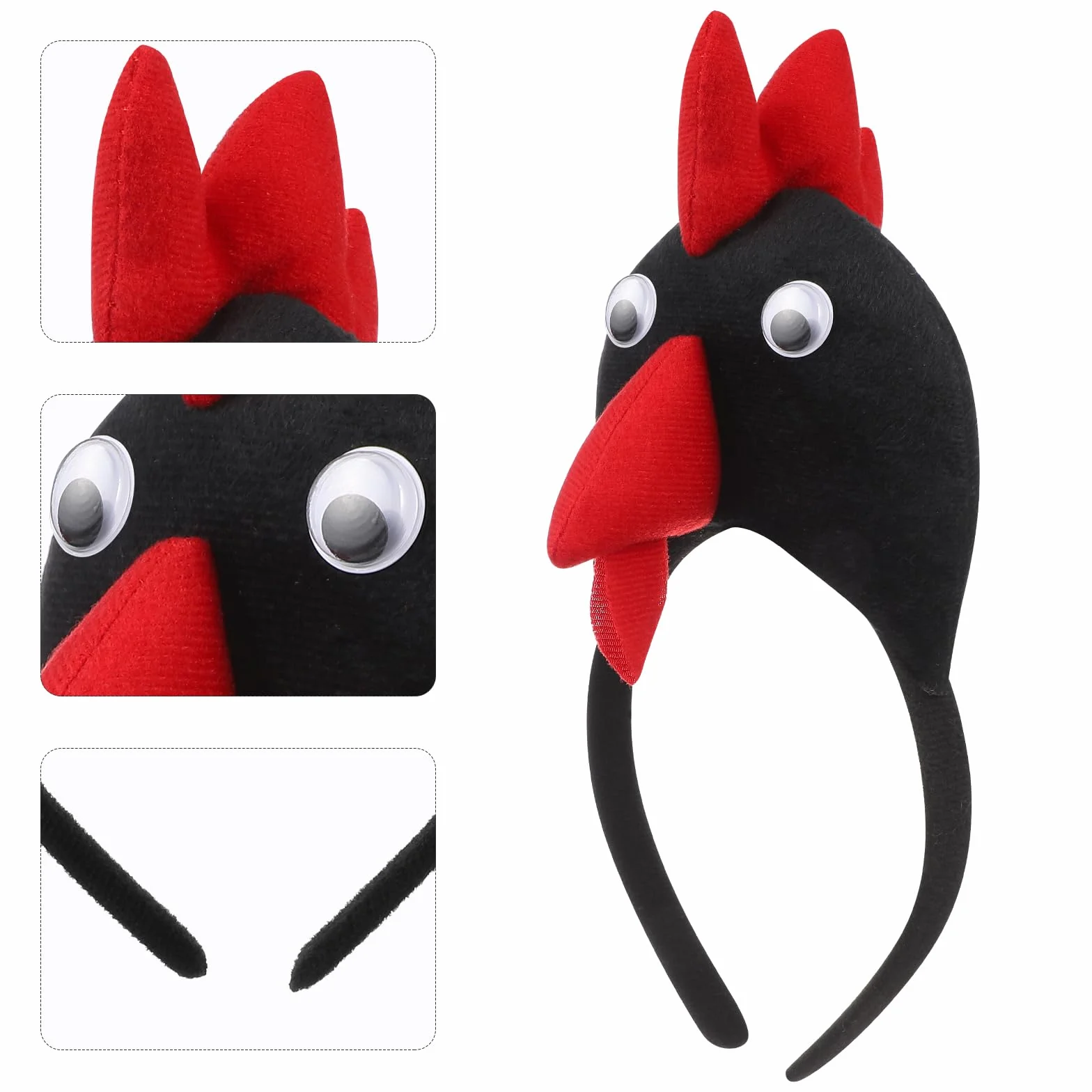 VICASKY 4PCS Bandeau de tête de poule Pâques serre-tête en forme d'animal peluche costume déguisement accessoires