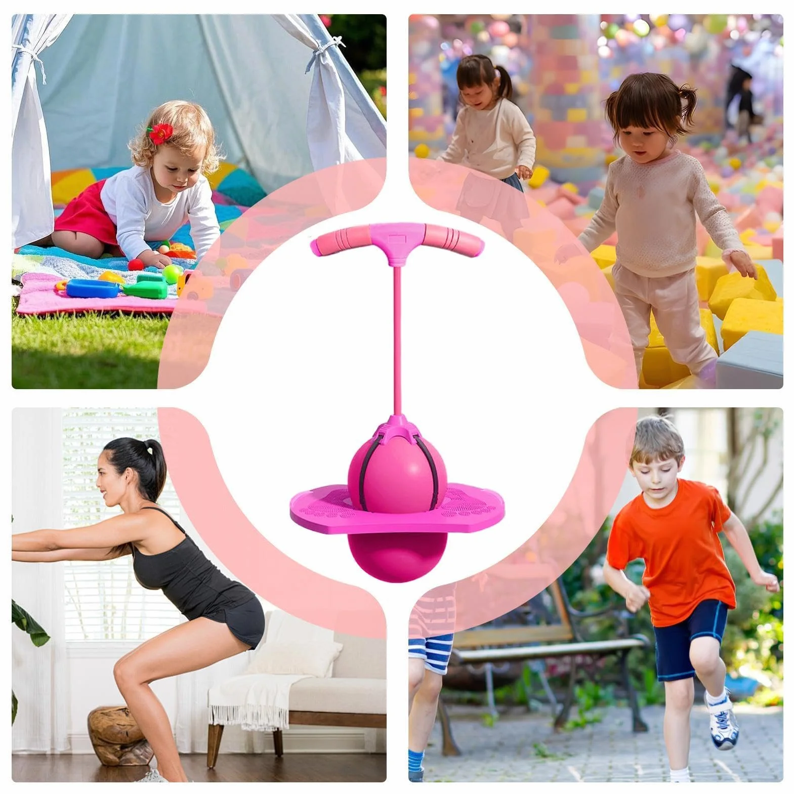 Ballon sauteur pour enfants avec poignée d'équilibre intérieur extérieur