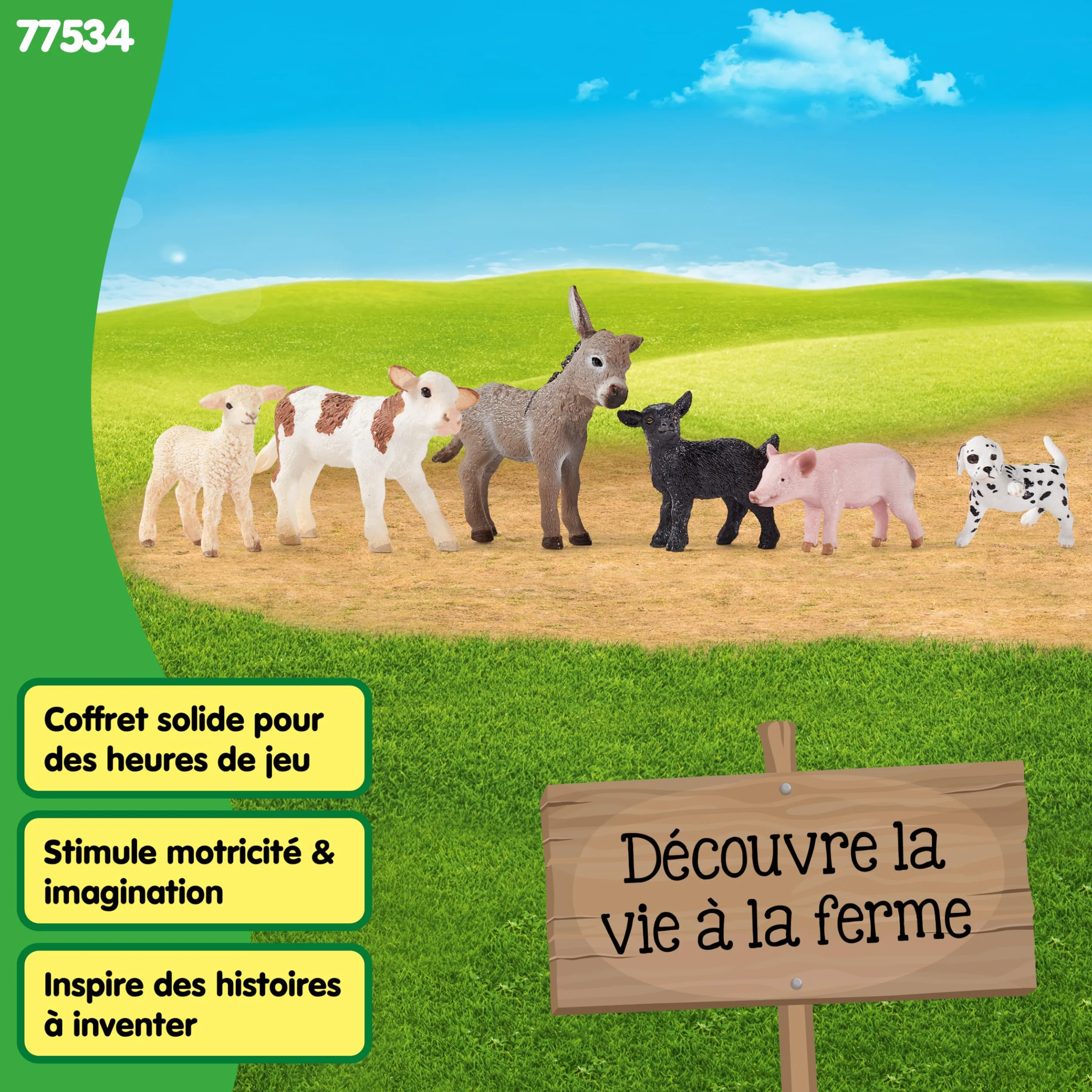Schleich Farm World Set Animaux de la Ferme 77534 - Jouet de Ferme dès 3 Ans - Set de 6 pièces