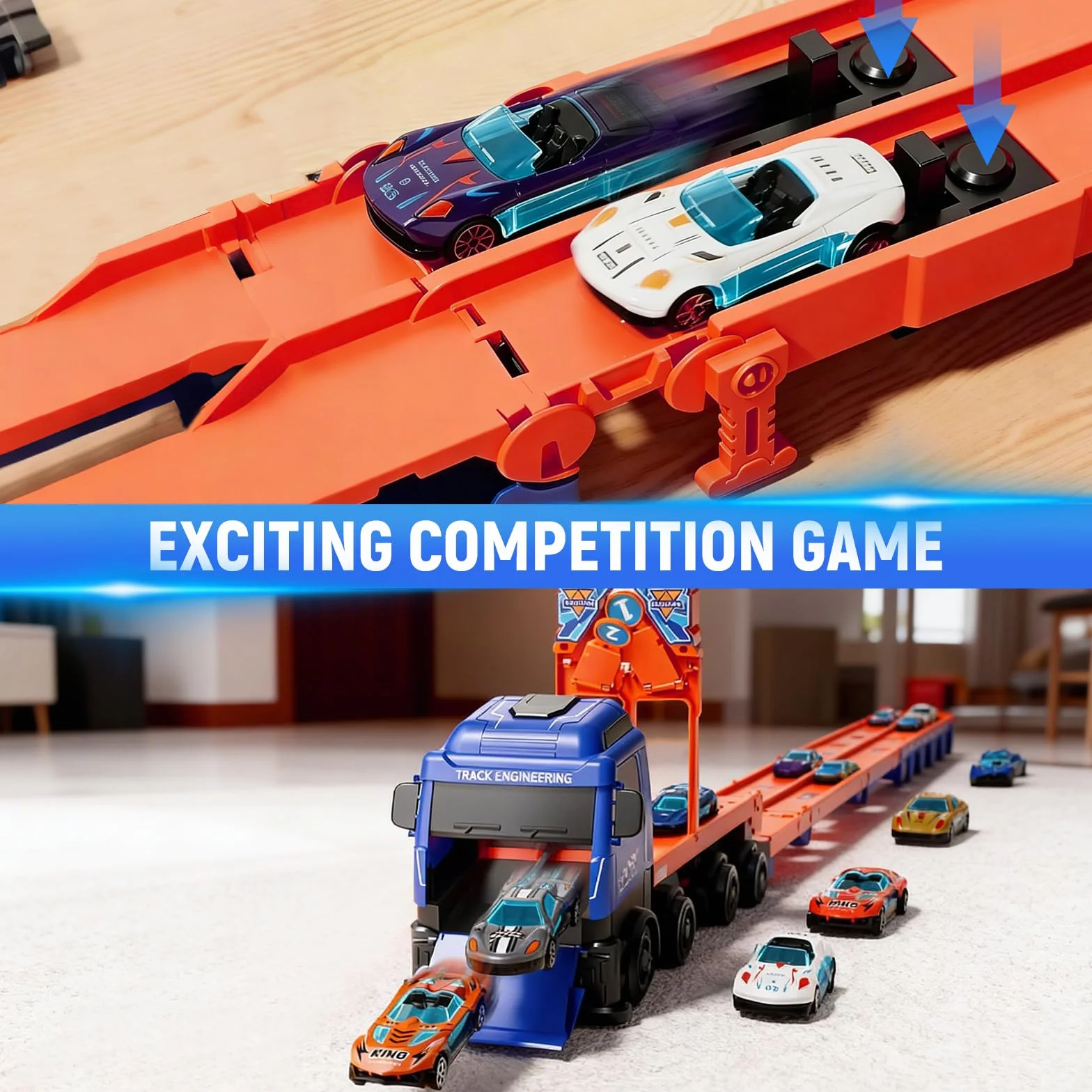 Camion Transporteur Voiture avec 24 Petites Voitures Jouets Pliable pour Garçons 3-7 Ans
