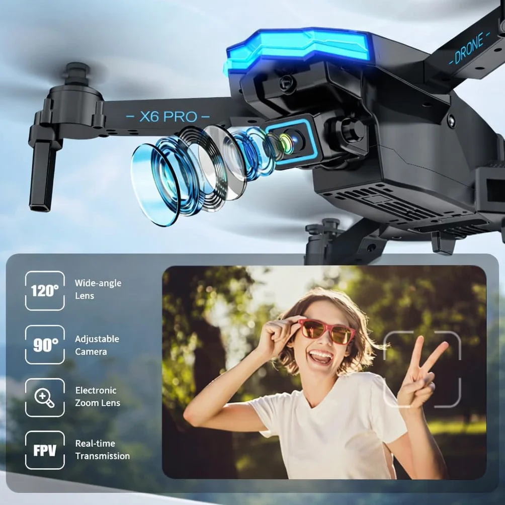 Drone avec Camera 1080P Moteur Sans Balais pour Enfant Debutant 36min Quadcopter RC Jouets Blanc
