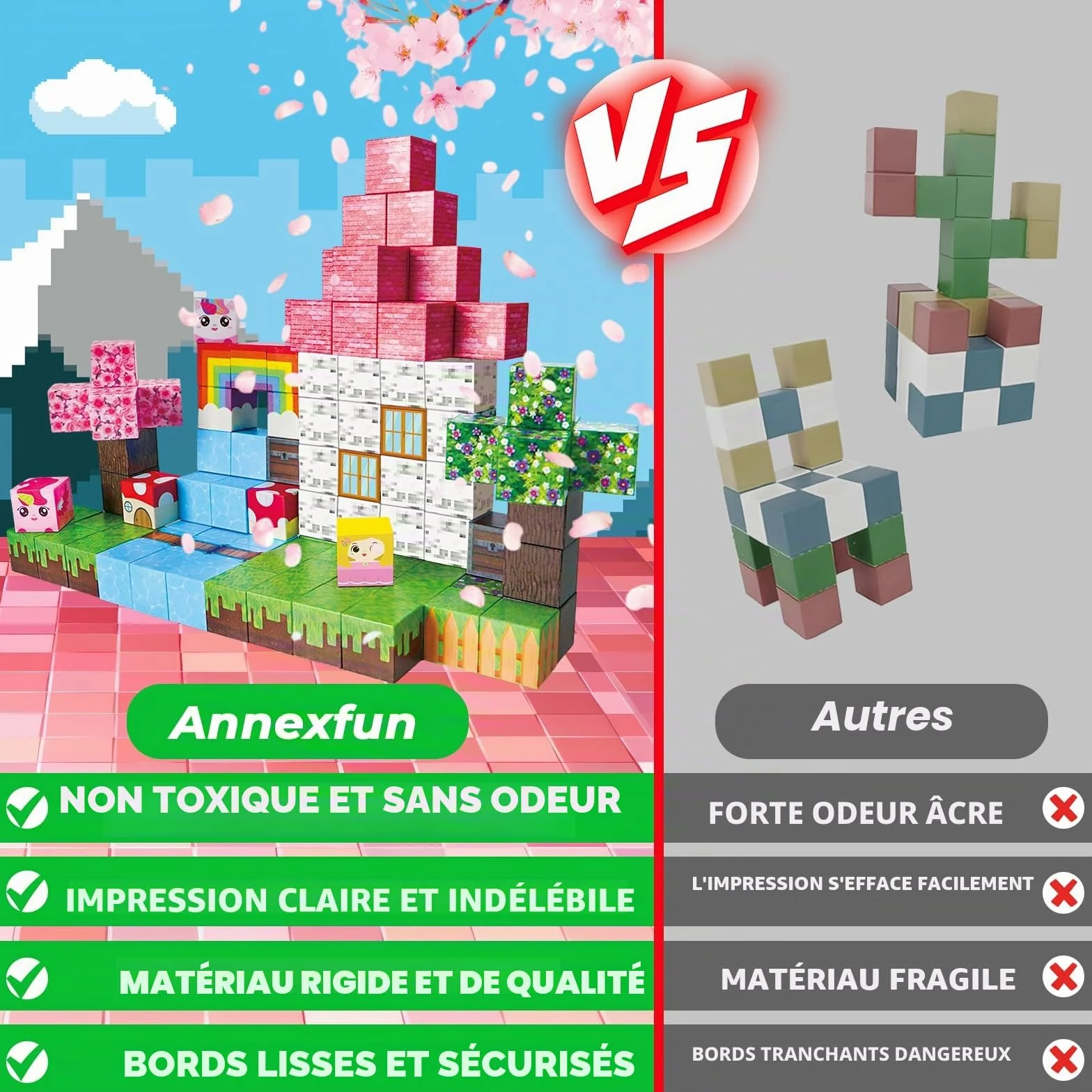 Blocs Magnétiques 100 Pièces Cadeaux Licorne pour Filles 4-9 Ans Jeux Magnétiques Jouets