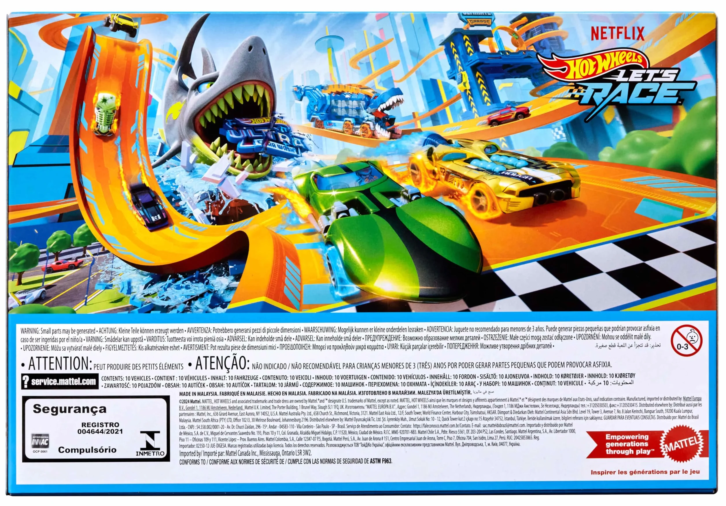Hot Wheels Coffret 10 Véhicules Let’s Race 1/64 Netflix Série Animation Jouer Exposer JGN40