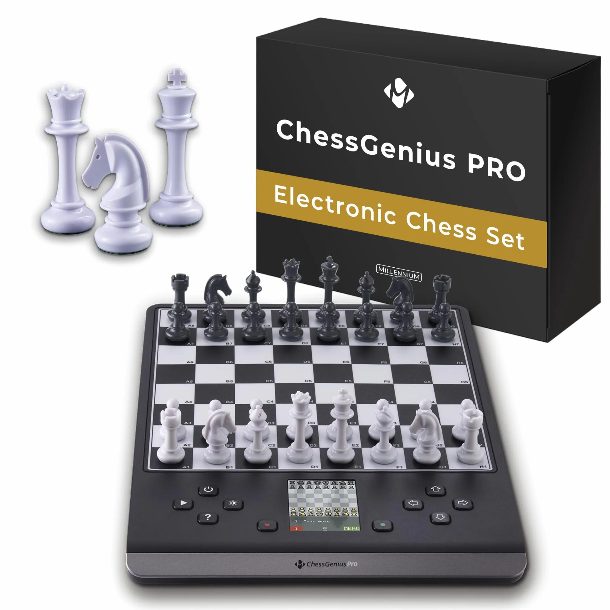 Millennium ChessGenius Pro Ordinateur d'échecs pour débutants et joueurs confirmés,entraîneur d'échecs intelligent offrant de nombreuses possibilités d'entraînement et différents niveaux de difficulté