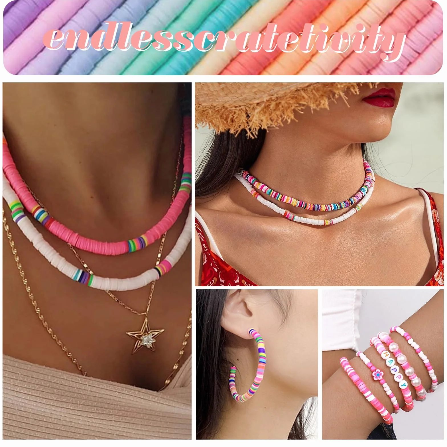 RUBY 1800 Perles à Enfiler pour Enfants - Perles pour Bracelets - Argile Polymère - Colliers - Artisanat - Jouets 5-13 Ans