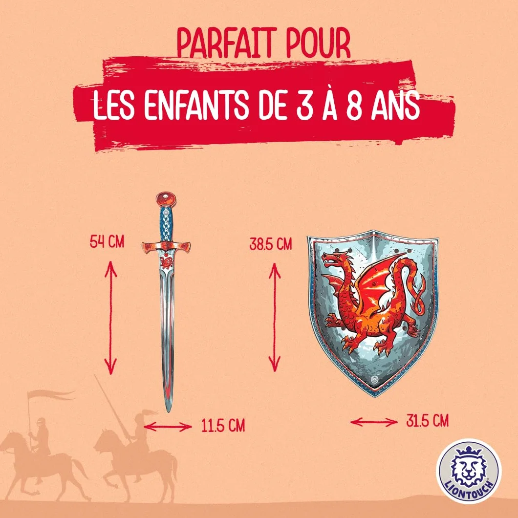 Liontouch Épée et Bouclier Dragon Ambré Ensemble Chevalier Médiéval Enfants 3-8 Ans Armes Sûres Déguisement