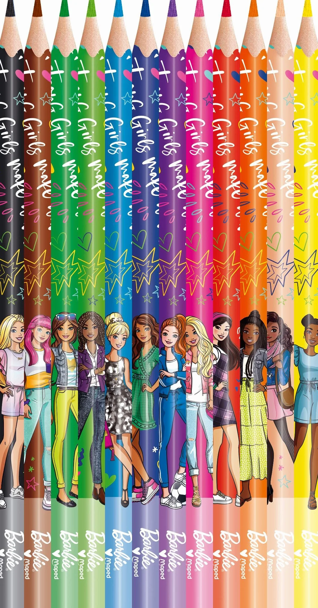 Maped Crayons de couleur Barbie 12 pièces résine forme triangulaire enfants