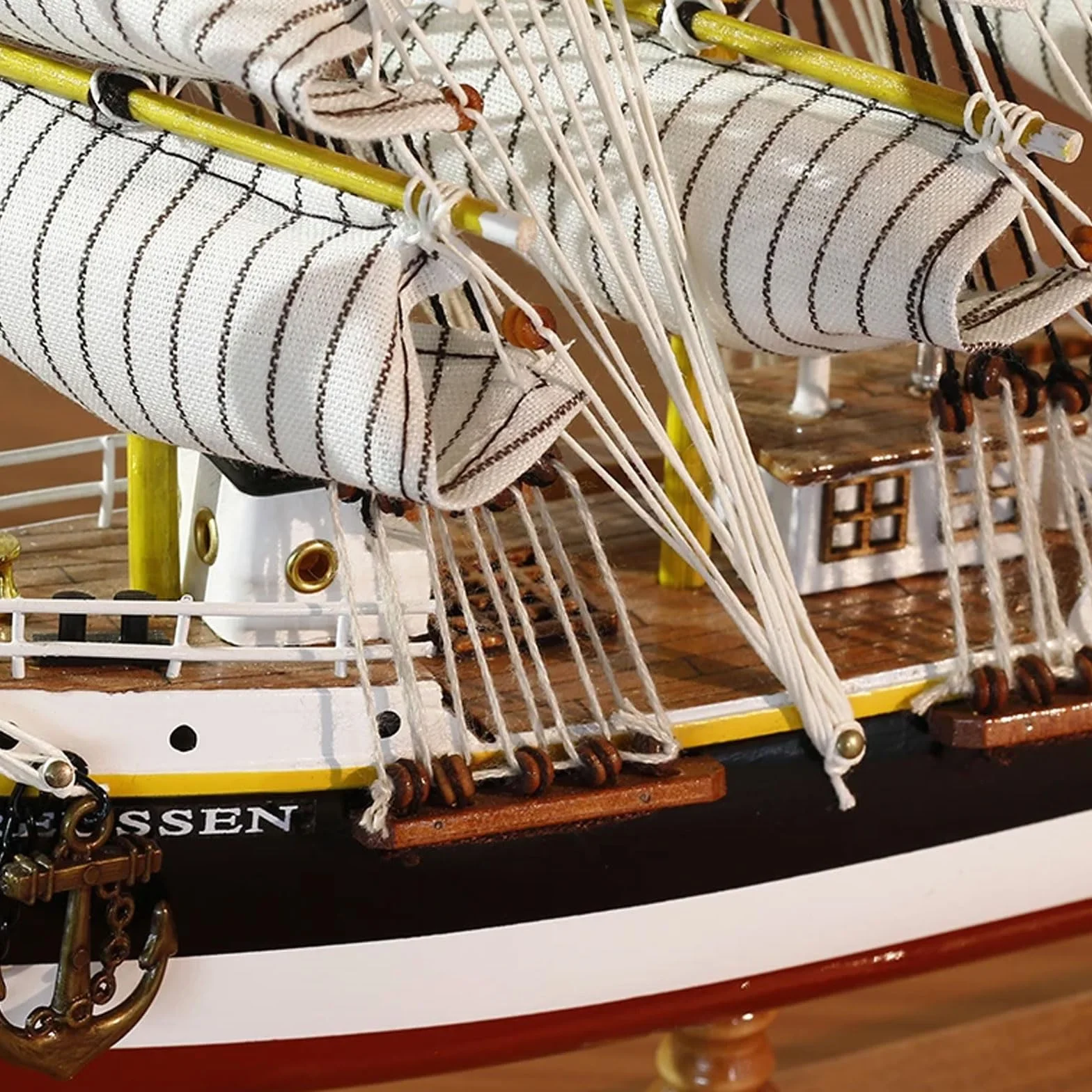 YLME Modèle De Voilier Bateau Artisanal en Bois Massif De Simulation Modèle De Voilier en Bois Méditerranéen Modèle De Voilier en Bois Léger Et Luxueux Modèle De Voilier en Bois,B