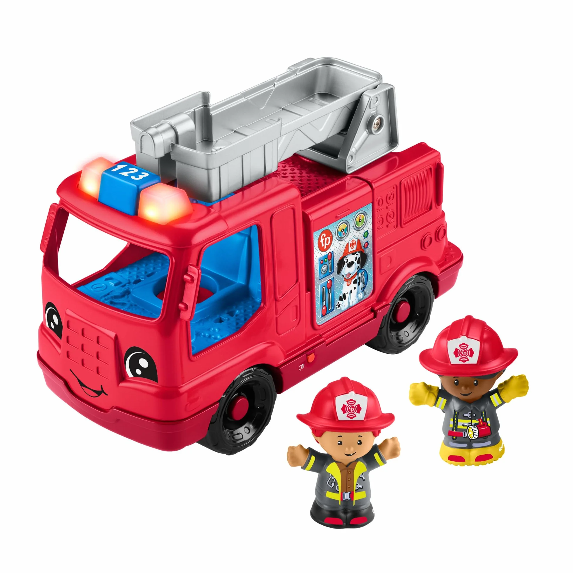Fisher-Price Little People Camion de pompiers musical à pousser avec 2 figurines, HYR88