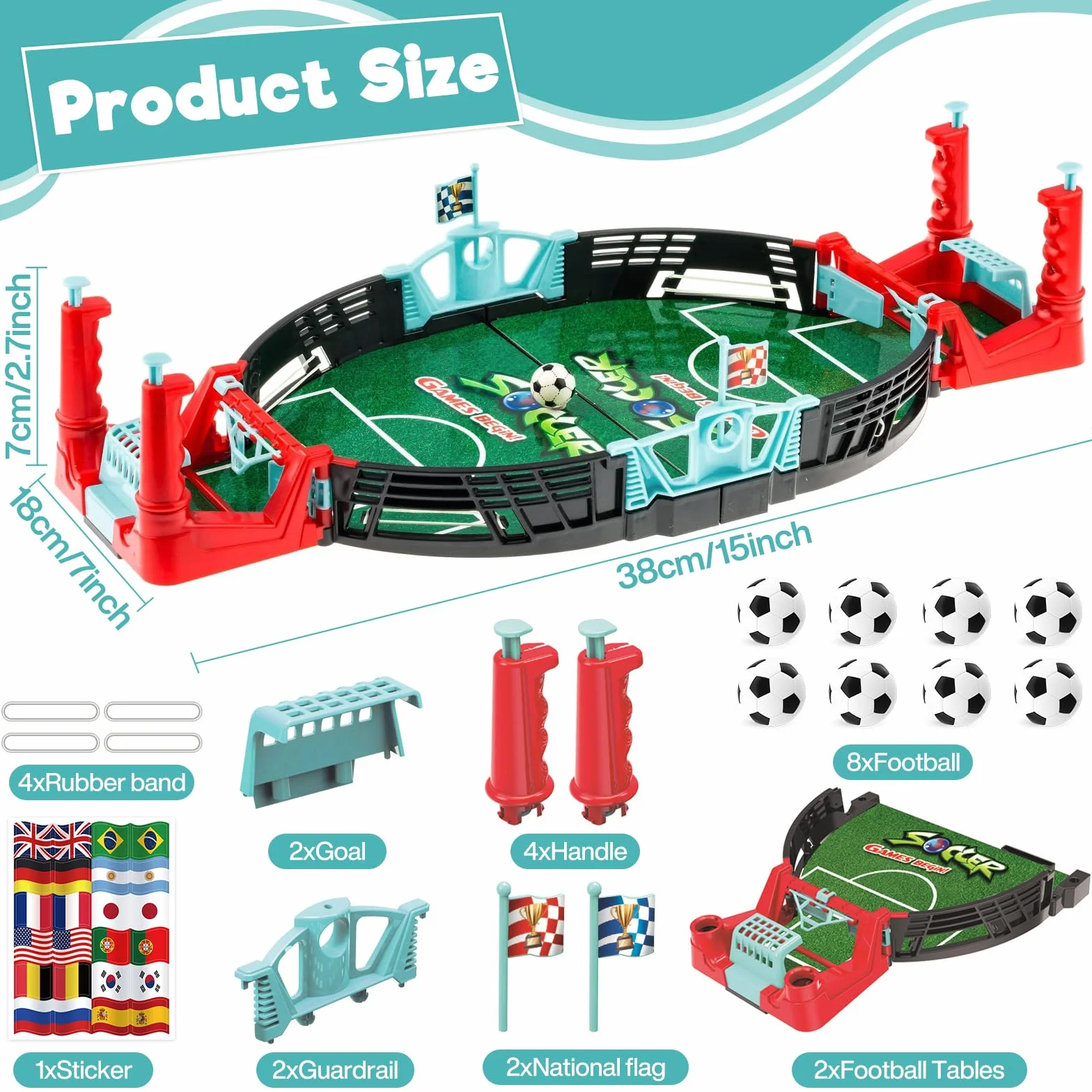 Jeu de Baby Foot Enfant Adulte avec 8 Mini-Football, Jouet de Table pour Deux Garçons 4-7 Ans